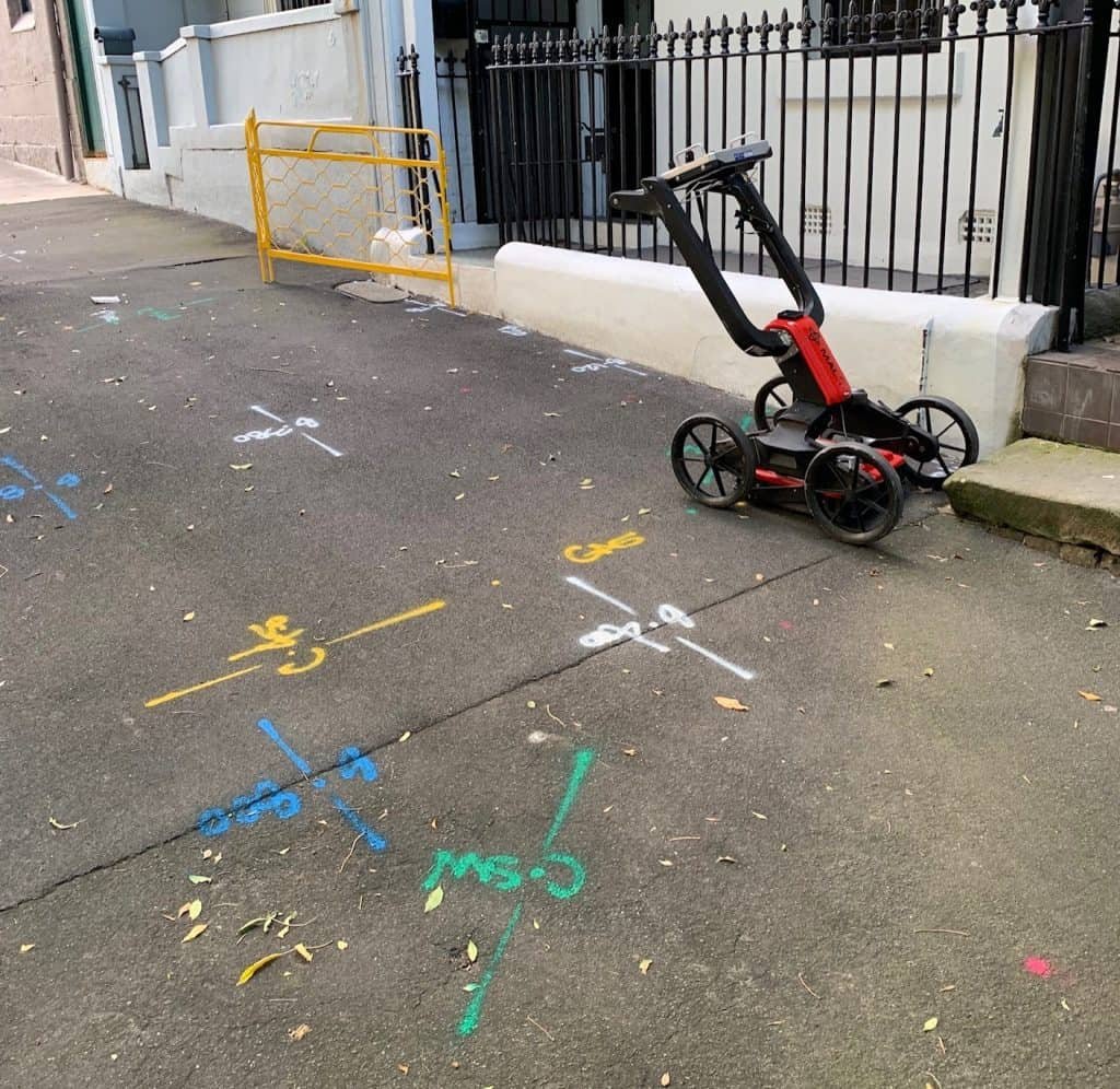 GPR ground-penetrating radar equipment used to locate hidden services before drilling