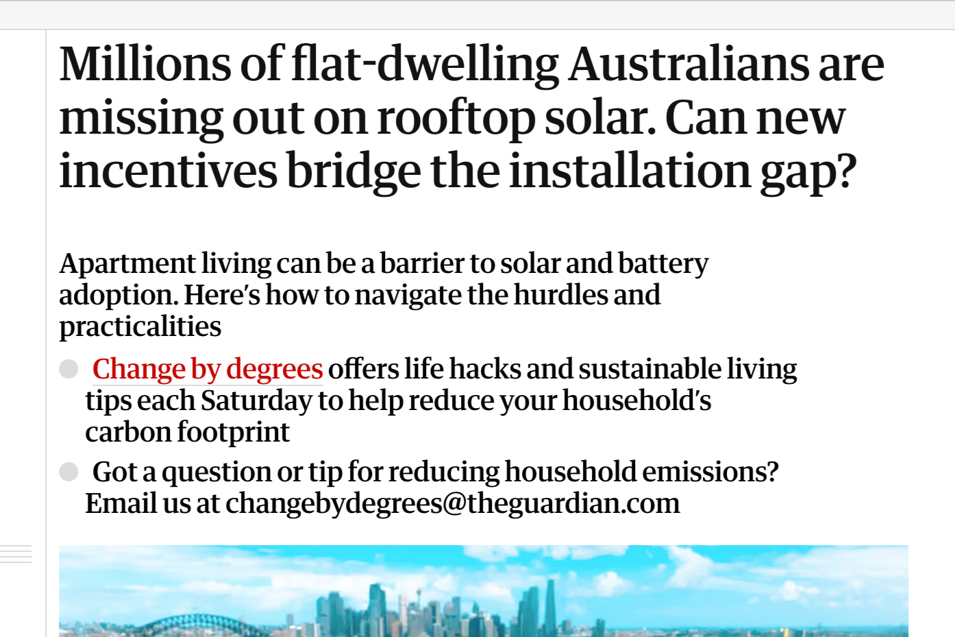 Millions of flat-dwelling Australians are missing out on rooftop solar
