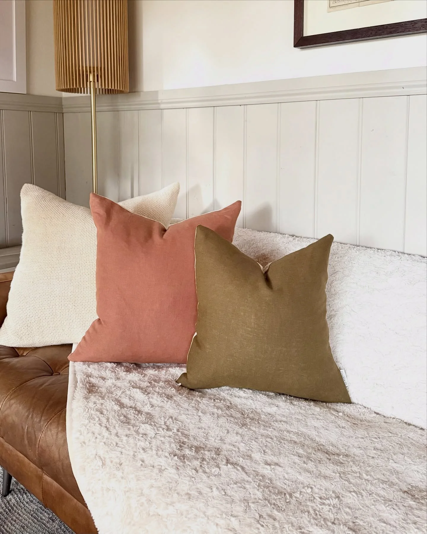 NEW JUST IN 

Something a little more understated &amp; refined, our Hygge Linen cushions offer a simple sense of calm to any home setting. 

Available in rust &amp; sage, offered in two sizes &amp; your choice of optional insert.
Shop these &amp; mo