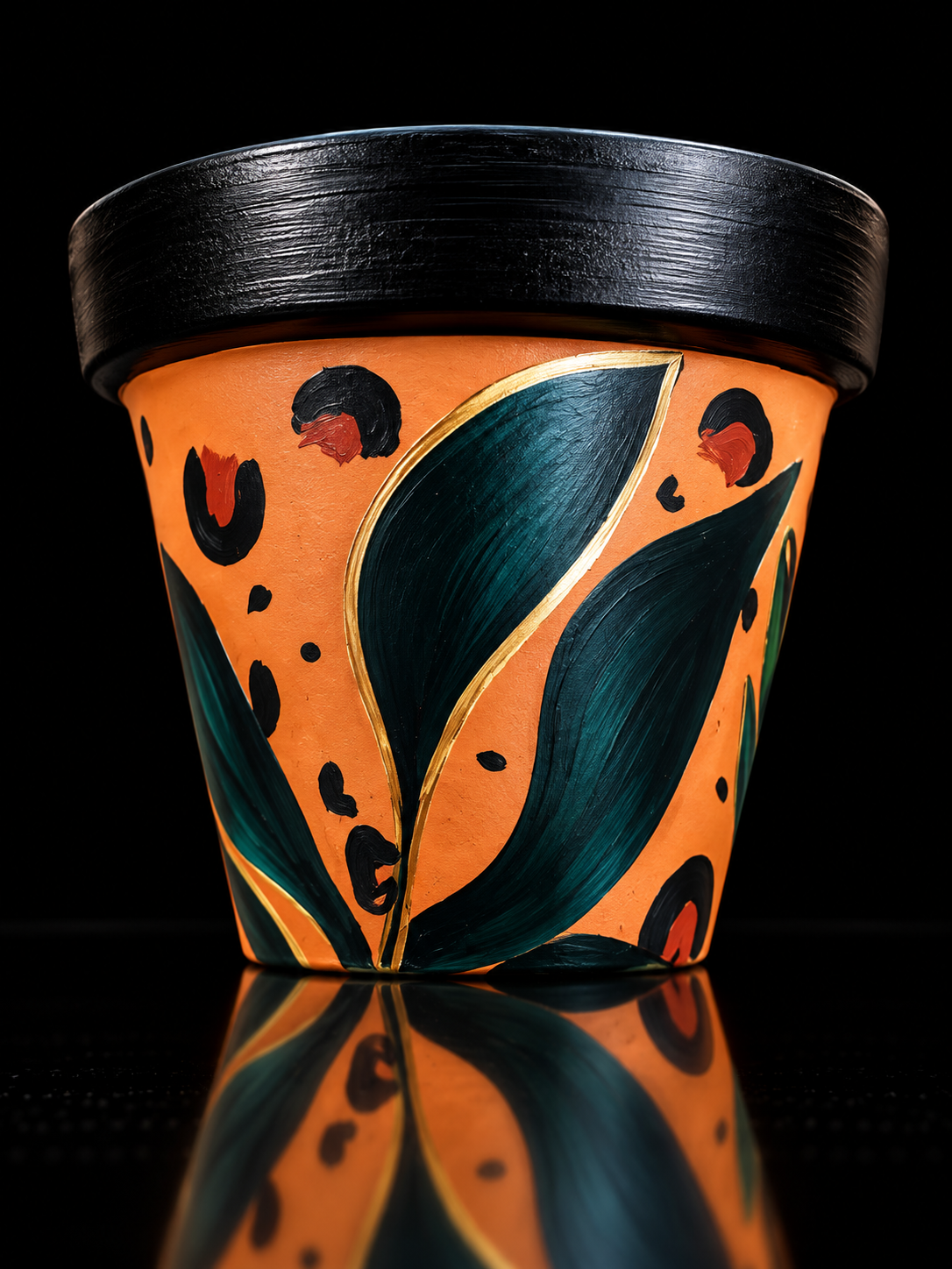 Hand-Painted Terracotta Pot with Botanical Leopard Motifs.png