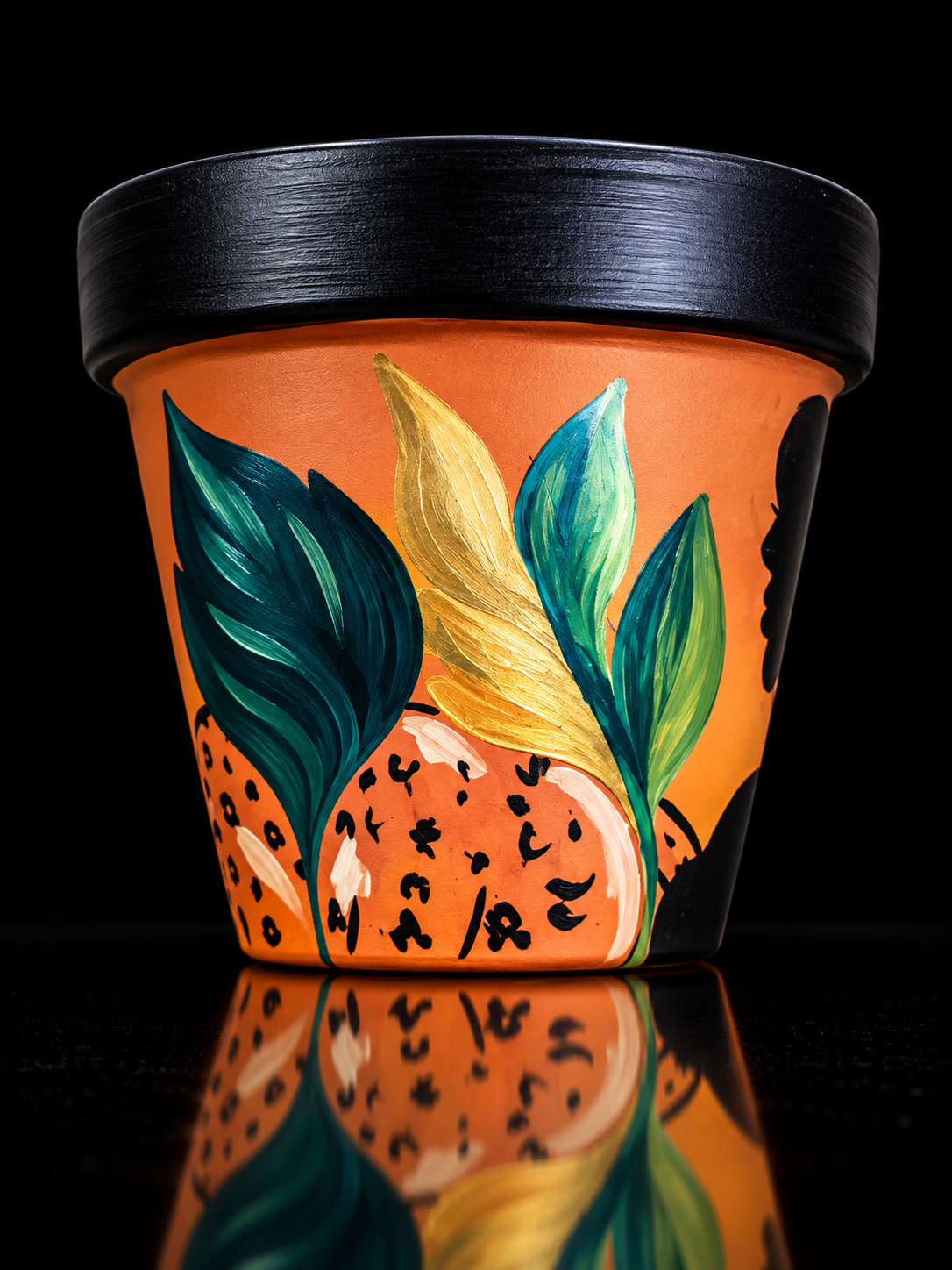 Painted Terracotta Pot with Botanical Motifs.png