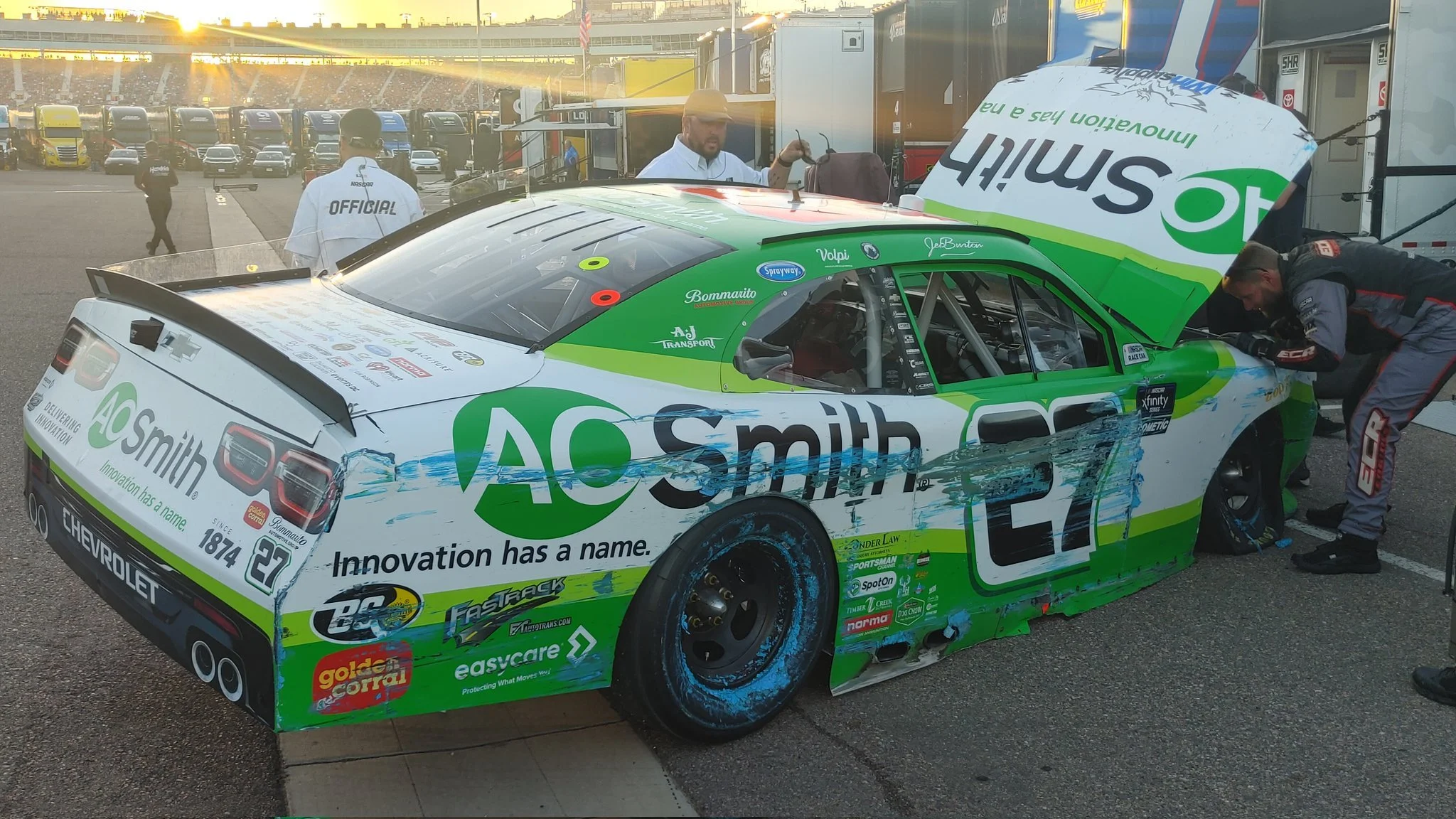 XFINITY: One week after their tangle in Martinsville, Jeb Burton and the HFT #41 team are the only two retirees from Phoenix finale
