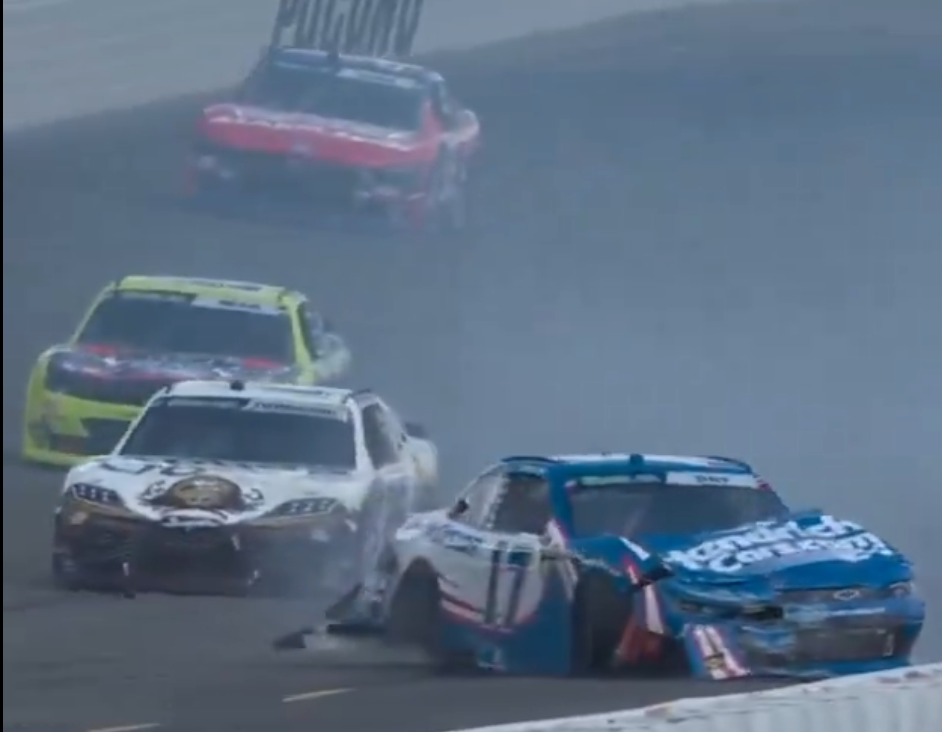 O’REILLY: First-lap first-corner spin sends Corey Day hard into unforgiving Pocono wall