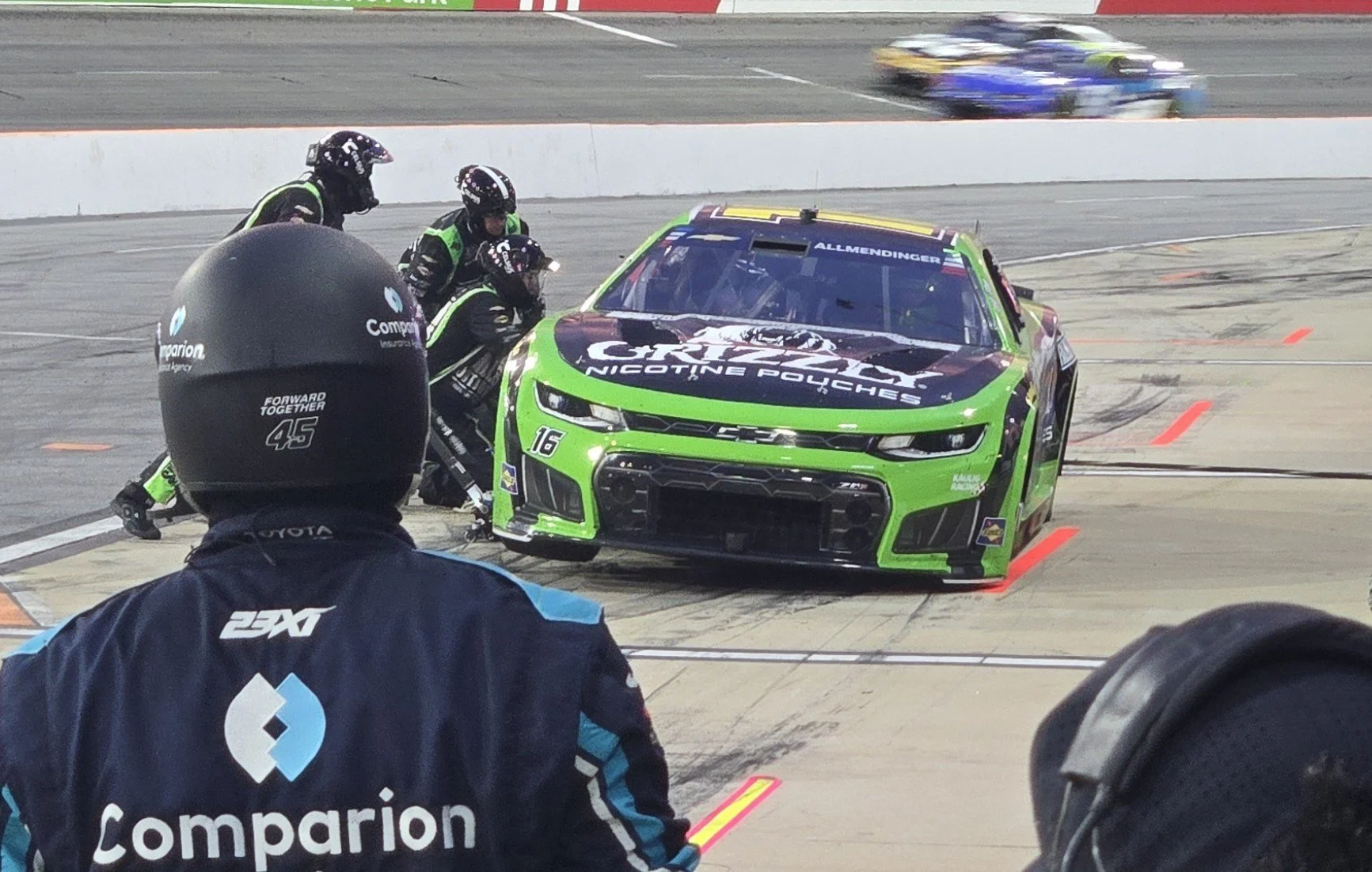 CUP: A.J. Allmendinger’s fight to stay on the lead lap in North Wilkesboro ends with a crash