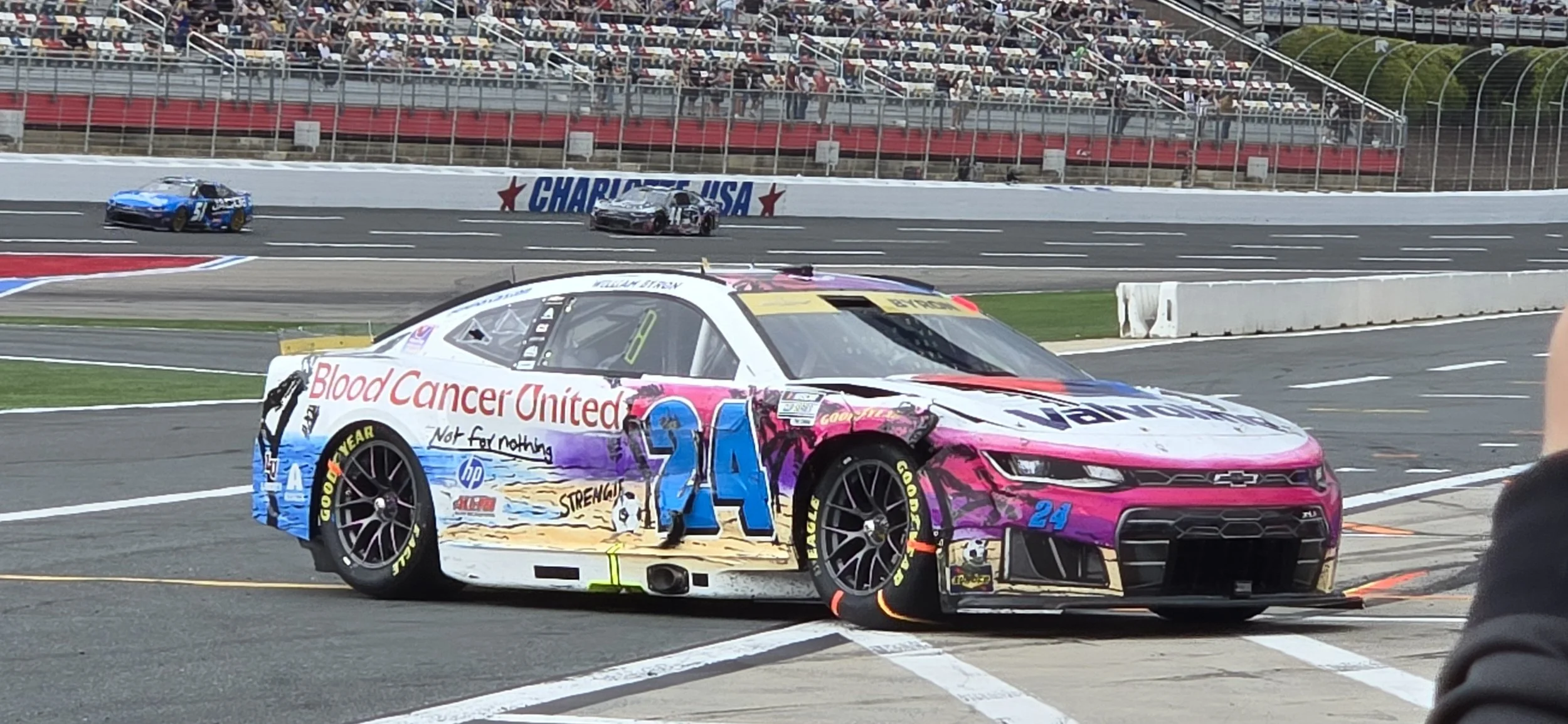 CUP: William Byron’s special paint scheme caught up in grinding Charlotte accident