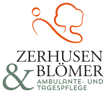 Logo von Zerhusen & Blömer, ambulante- und Tagespflege, mit stilisiertem Baum und Person in Orange.