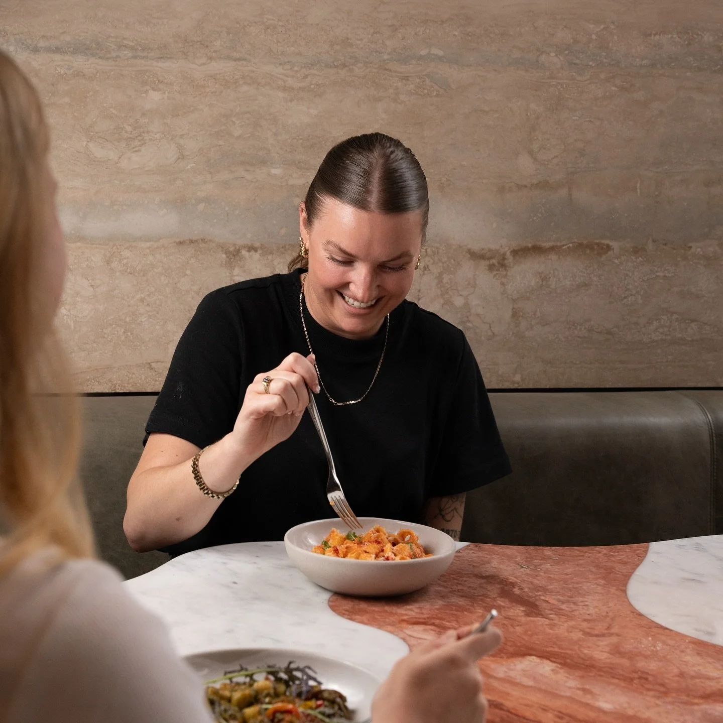 Our pasta special makes everyone smile - treat yourself to our Gnocchi Bolognese. Featuring pan fried potato gnocchi w/beef + pork braised bolognese, basil pesto, ricotta, shaved parmesan &amp; toasted herb focaccia