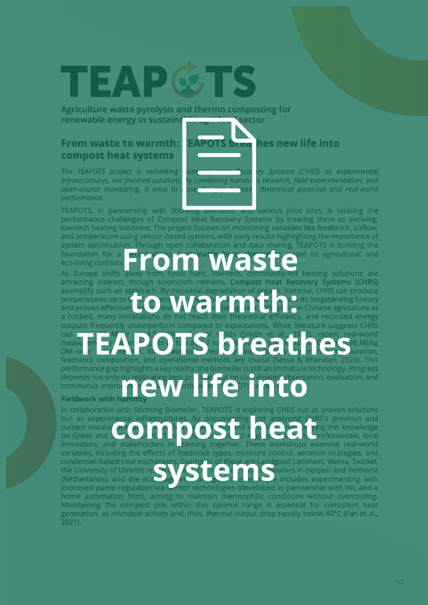 From waste to warmth: TEAPOTS breathes new life into compost heat systems