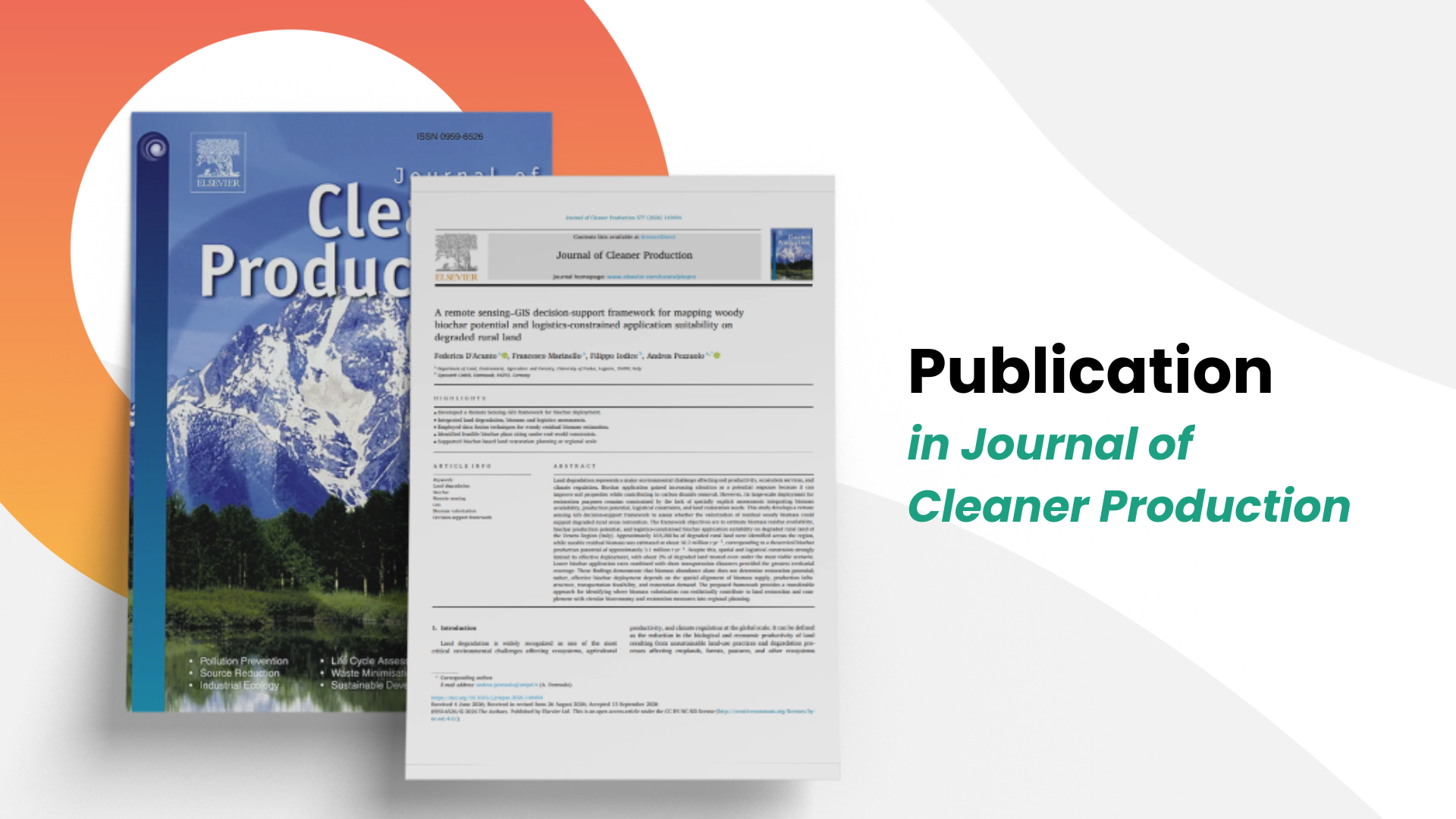 UNIPD and UpToEarth’s Article Published in the Journal of Cleaner Production