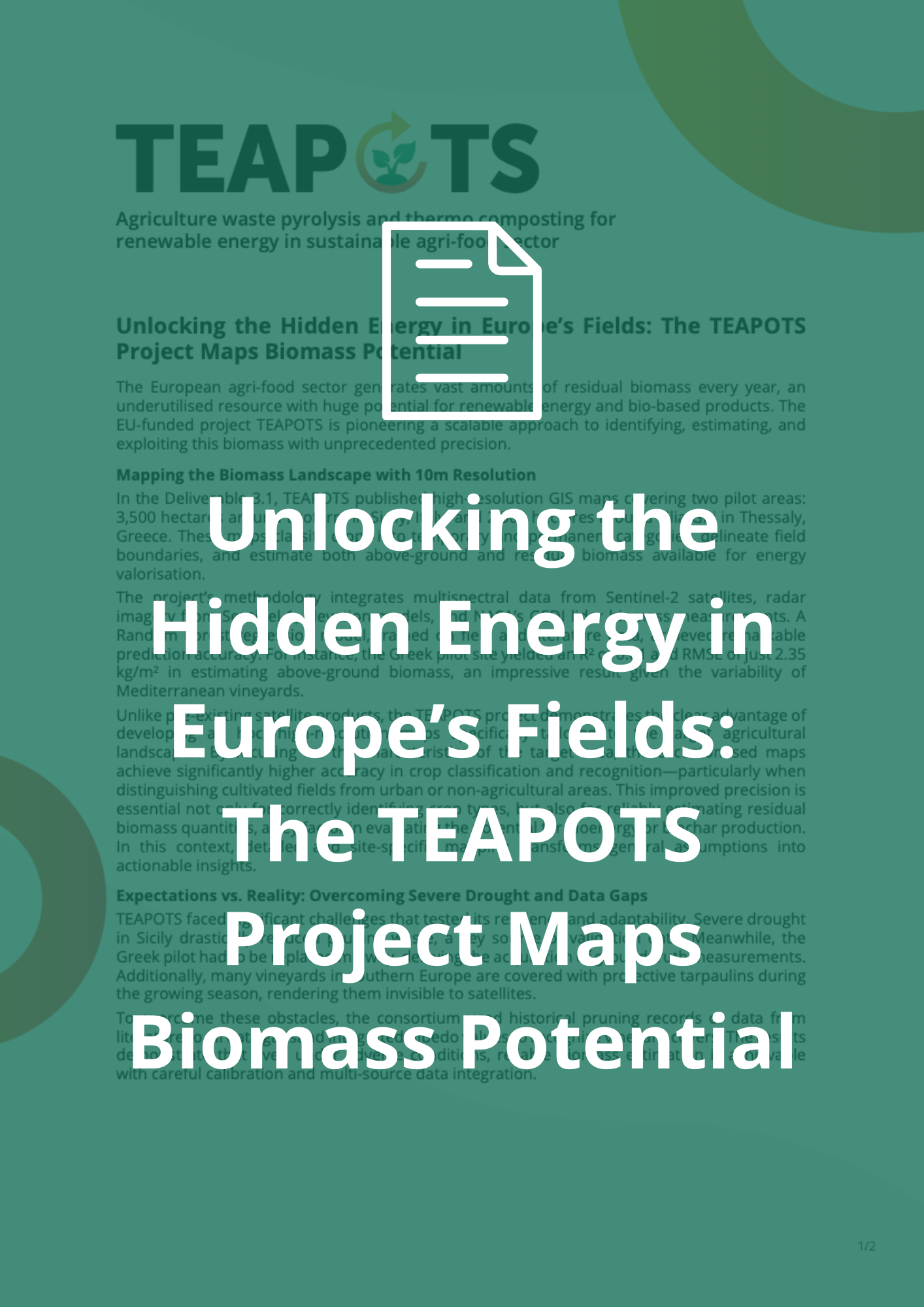Unlocking the Hidden Energy in Europe’s Fields: The TEAPOTS Project Maps Biomass Potential