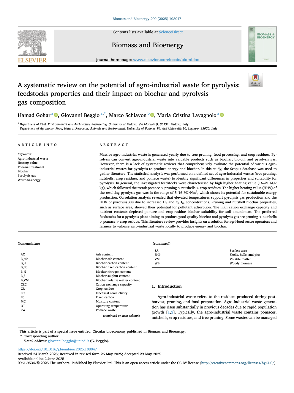 A systematic review on the potential of agro-industrial waste for pyrolysis: feedstocks properties and their impact on biochar and pyrolysis gas composition
