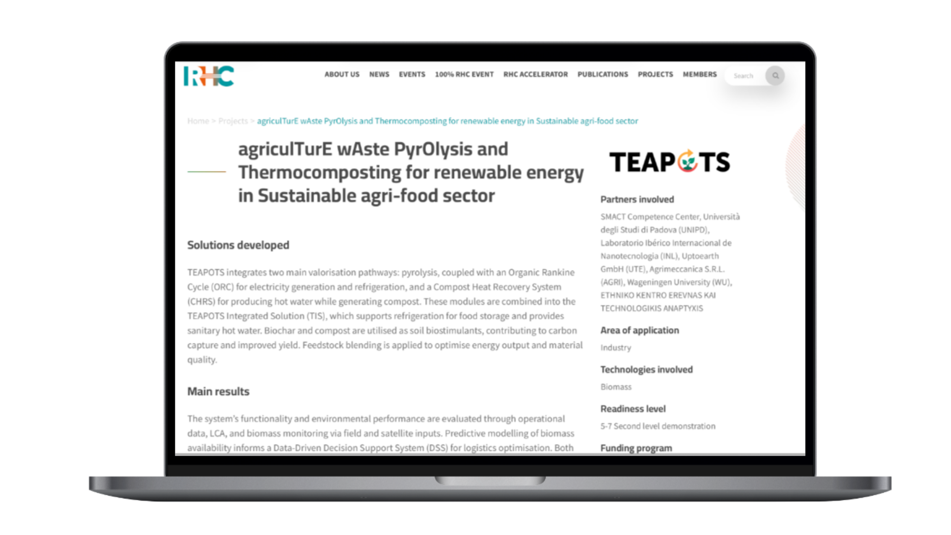 TEAPOTS Featured in the RHC ETIP Projects Database — TEAPOTS