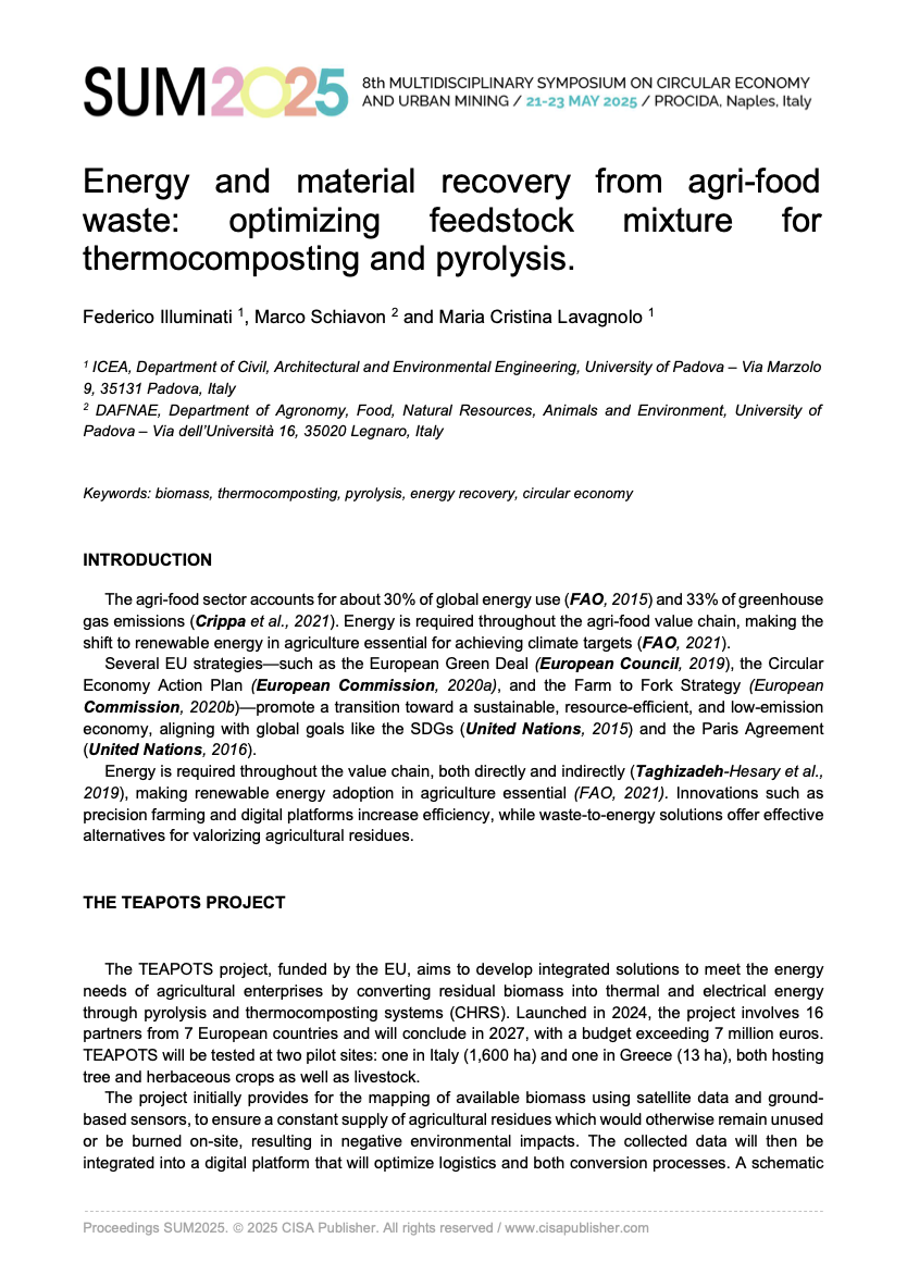 Energy and Material Recovery from Agri-Food Waste: Optimizing Feedstock Mixture for Thermocomposting and Pyrolysis