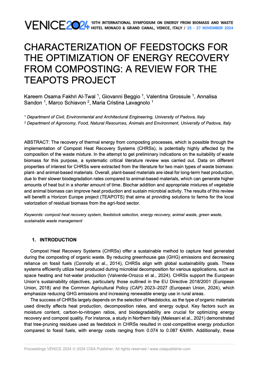  Characterization of Feedstocks for the Optimization of Energy Recovery from Composting: A Review for the Teapots Project