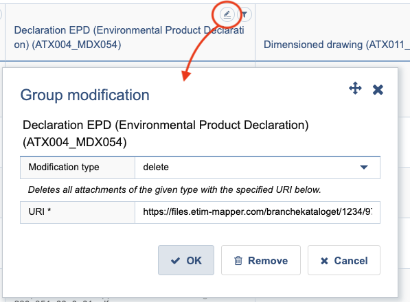 Slet eksisterende fil vha. gruppemodifikation.