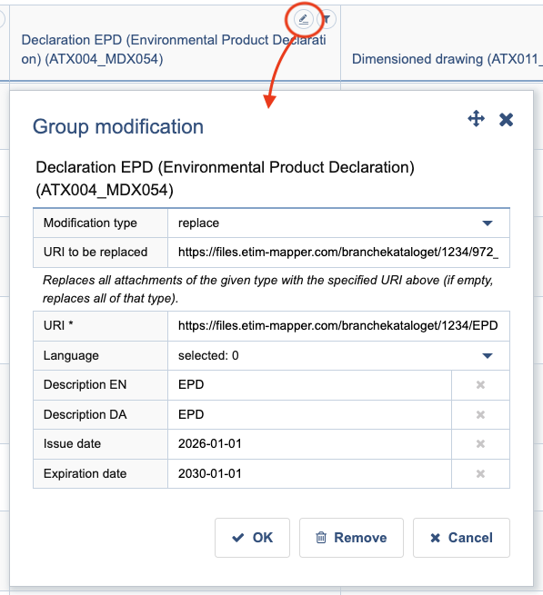 Erstat eksisterende fil vha. gruppemodifikation.