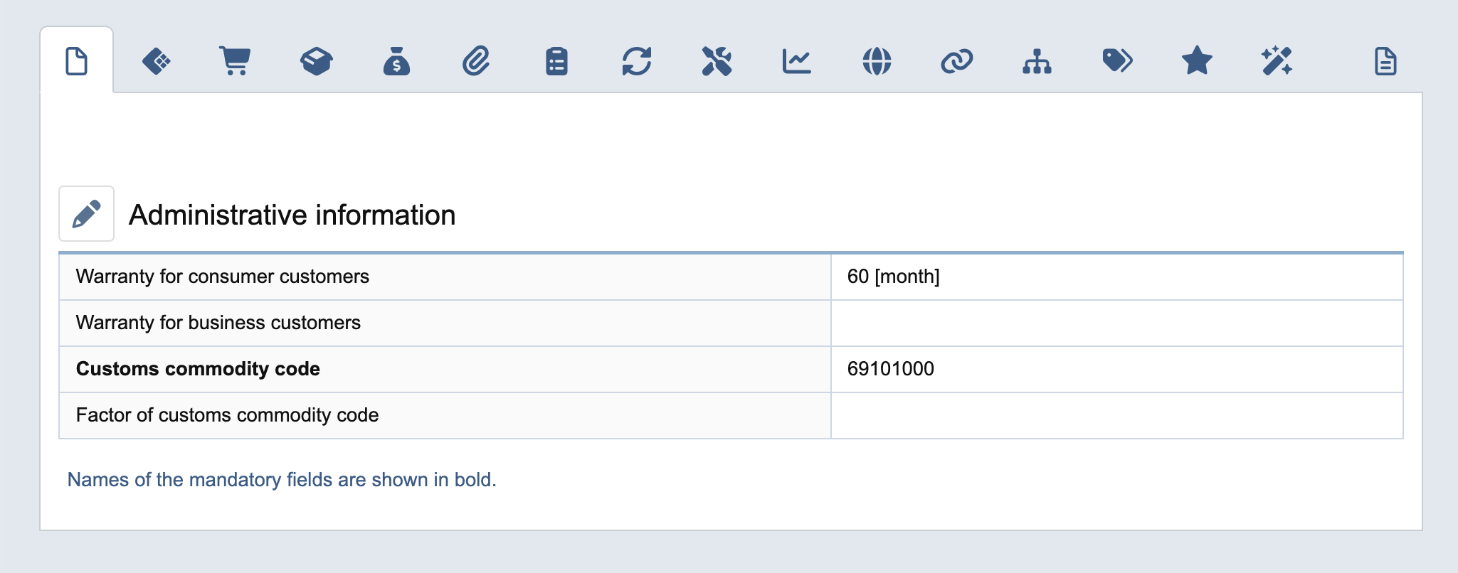 Felt for indtastning af udvidet garanti engelsk user interface.