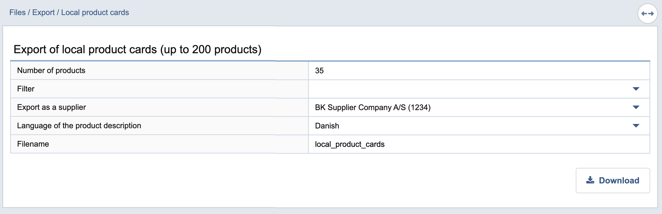 Lav eksport af mange produktblade.