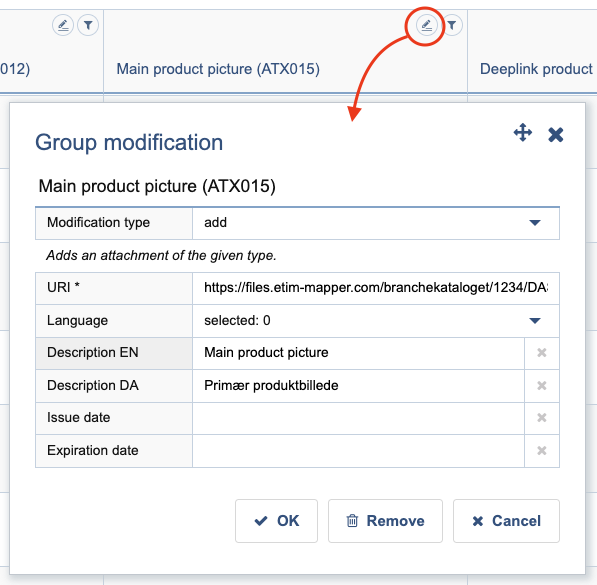 Tilføj fil via gruppemodifikation.