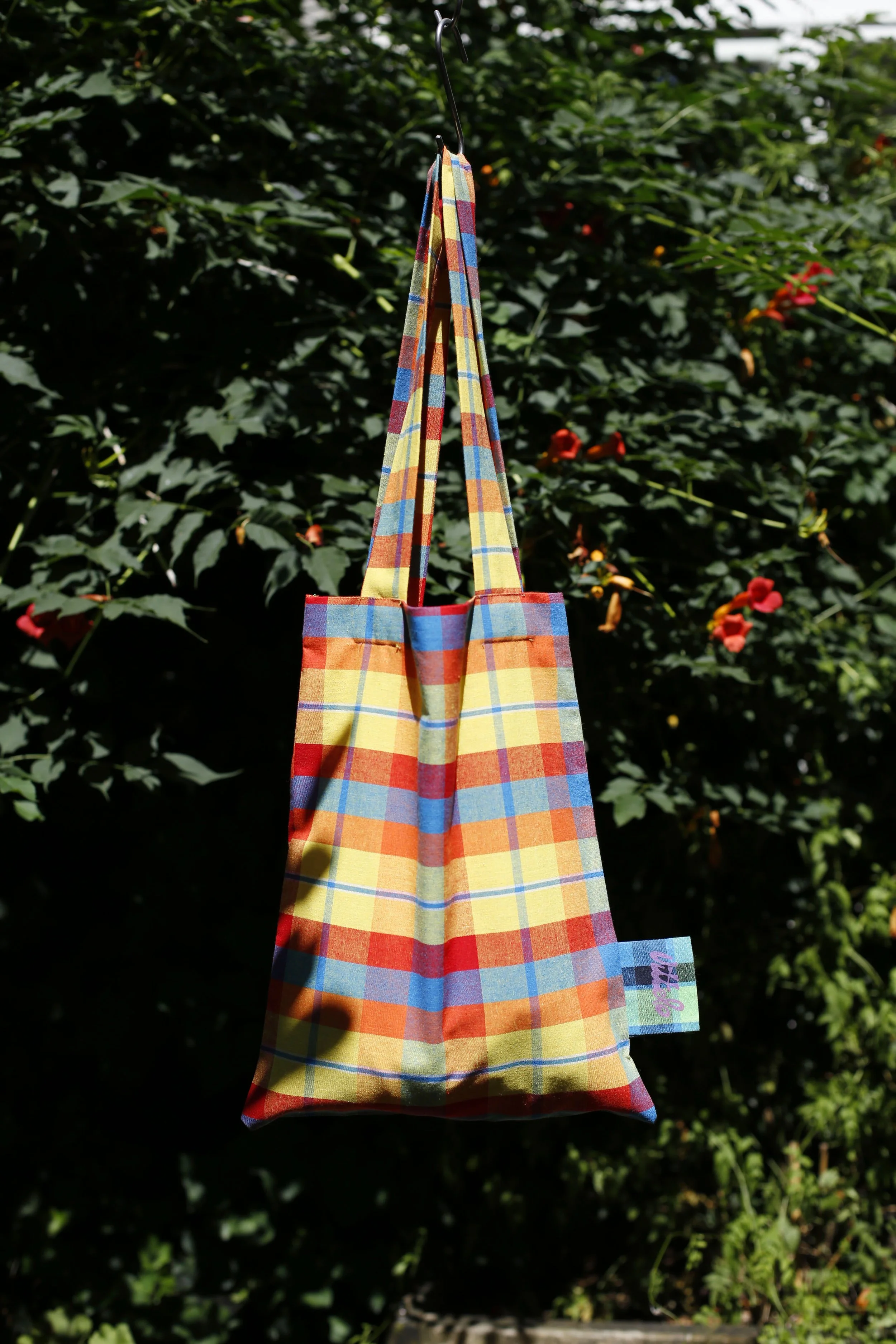 LE MINI TOTE MADRAS JAUNE