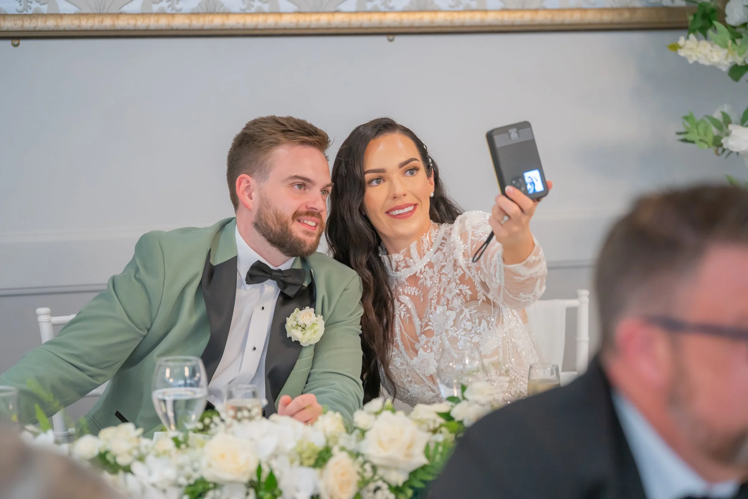 Taking a selfie during the wedding celebrations at Hensol Castle.jpg