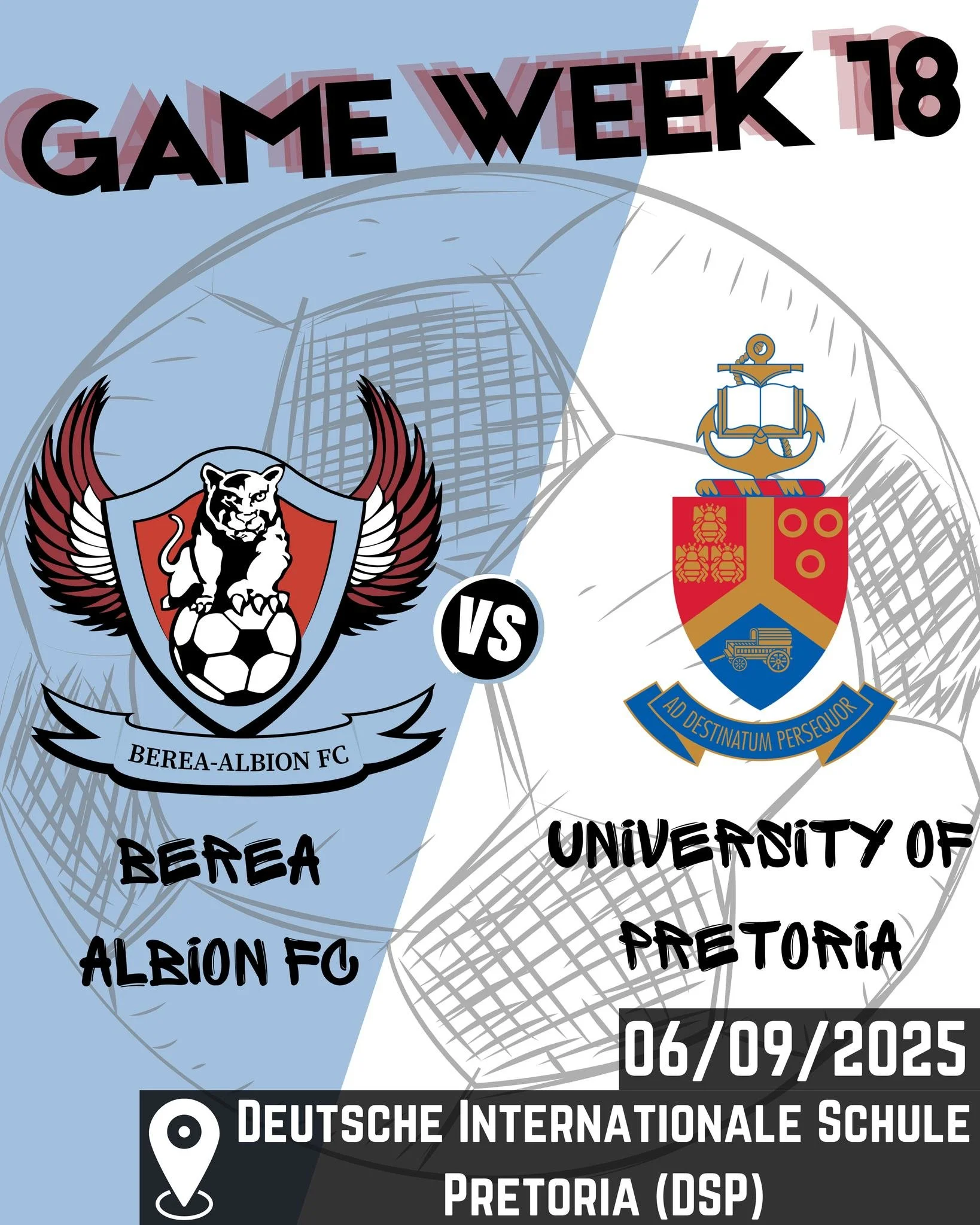 ⚽🔥 Weekend Fixtures &ndash; League 🔥⚽

📅 Saturday, 6 September
🏟 All games at DSP

🟩 U11 FAPDL | Berea Albion 🆚 Tuks | ⏰ 08h00
🟩 U11 Div 3 | Berea Albion 🆚 Tuks | ⏰ 08h00
🟩 U13 FAPDL | Berea Albion 🆚 Tuks | ⏰ 08h50
🟩 U13 Div 3 | Berea Albi