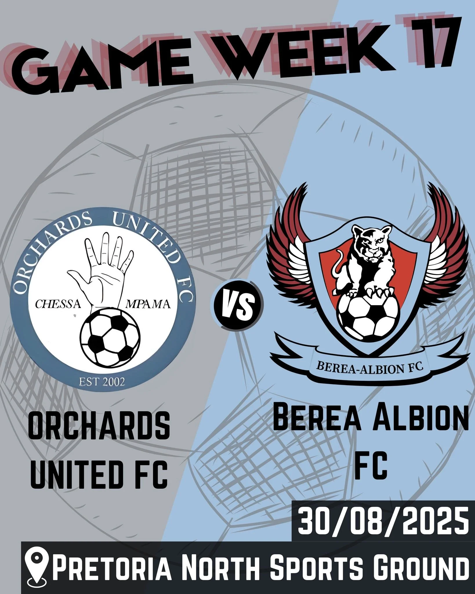 ⚽🔥 Weekend Fixtures 🔥⚽

📅 Friday, 29 August &ndash; League Matches
🏟 Away Games:

🟦 Div 1 | Hollandia 🆚 Berea Albion | Potgieter Park | ⏰ 19h00

📅 Saturday, 30 August &ndash; League Matches
🏟 Away Games:

🟦 U11 FAPDL | Orchards 🆚 Berea Albi