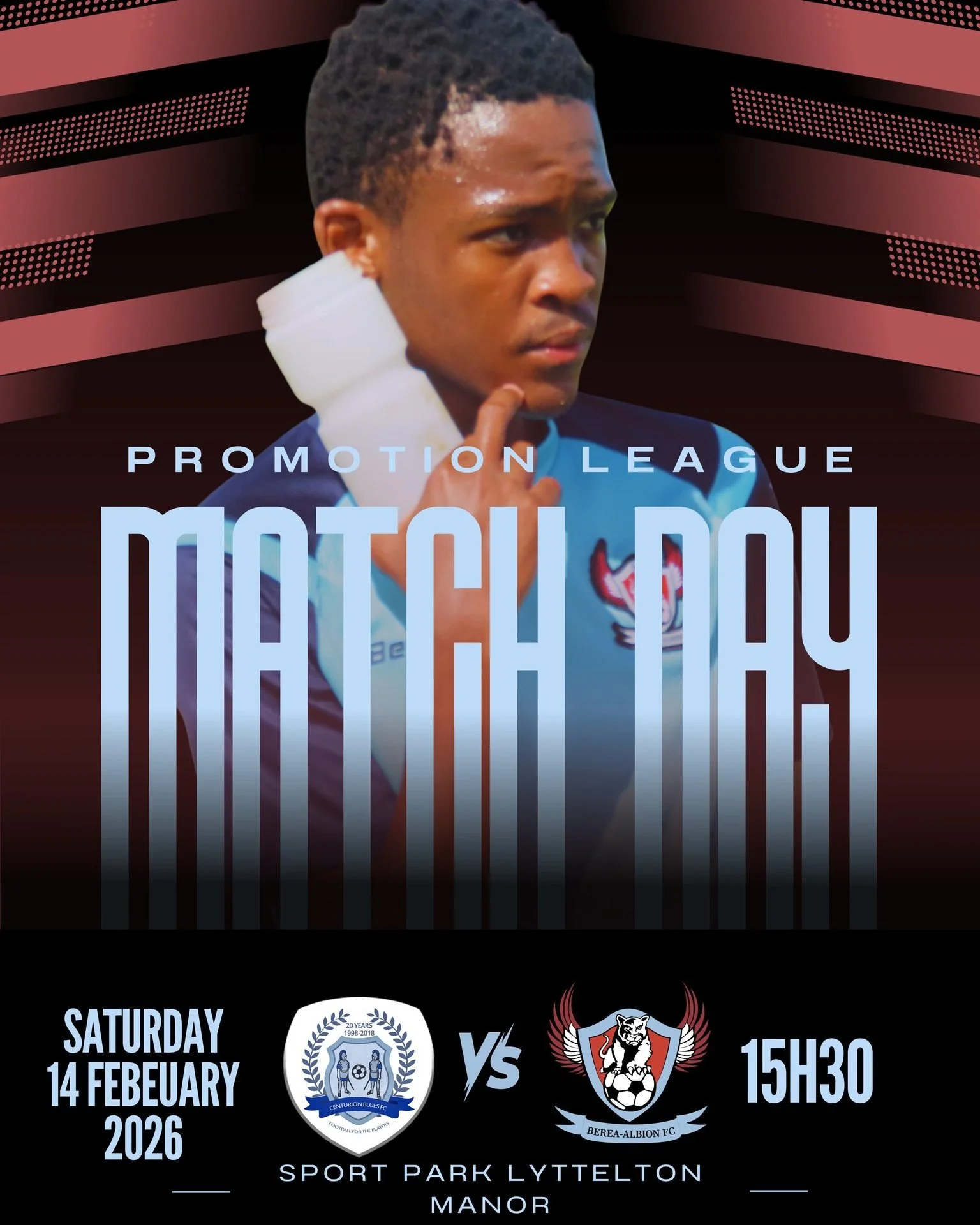 ⚽🔥 MATCHDAY &ndash; PROMOTION LEAGUE 🔥⚽

It&rsquo;s time to lace up and lock in.

🆚 Centurion Blues FC vs Berea Albion FC
📍 Sport Park, Lyttelton Manor
⏰ 15h30 Kick-off

Away day energy. Full focus. Big performance needed. 💙🤍

Let&rsquo;s show 