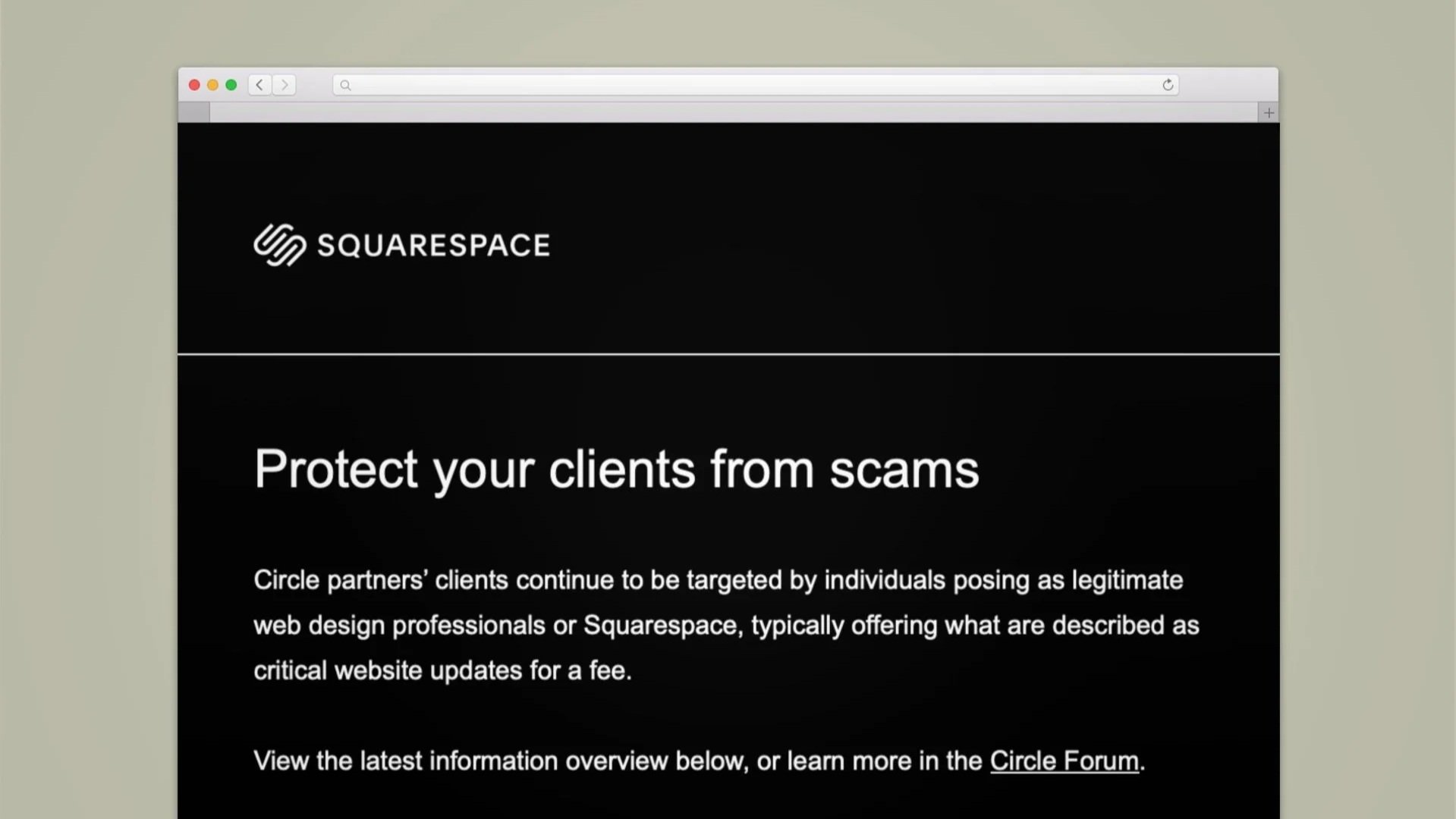 Pass deg for falske Squarespace-meldingar