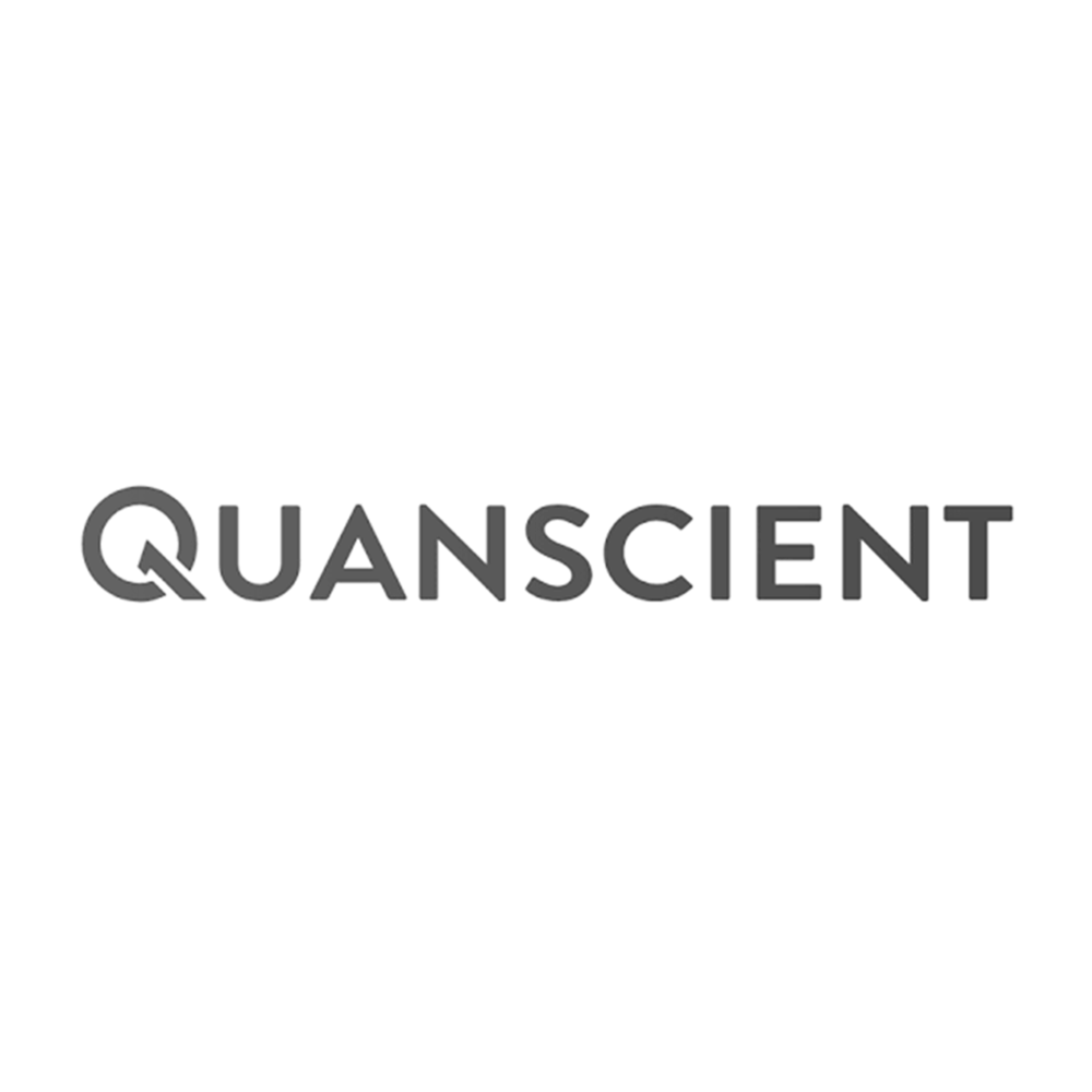 The logo of QUANSCIENT with the text in grey capital letters on a white background.