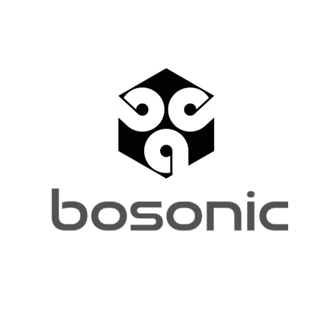 Bosonic logo with a black and white hexagonal symbol and the word 'bosonic' below it.