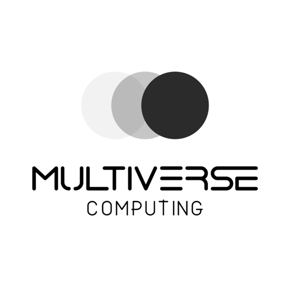 Black and white logo with overlapping circles and the words 'Multiverse Computing'.