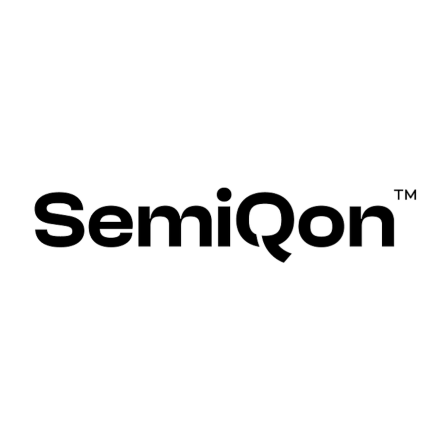 SemiQon logo with black text on a white circular background.