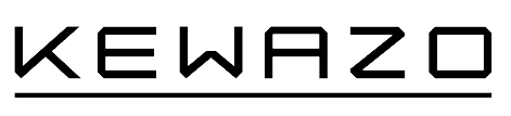 The word 'KEWAZO' in stylized digital font on a black background.