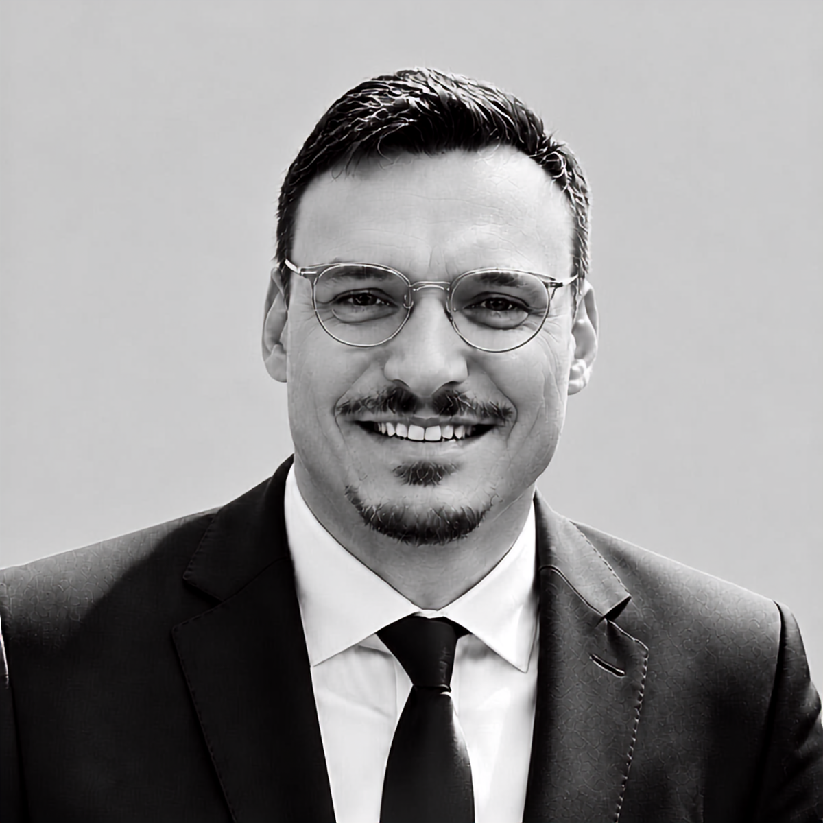 Man in black and white