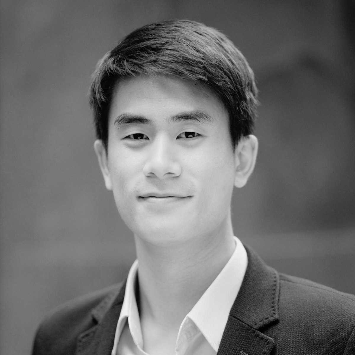 black and white picture of an asian man