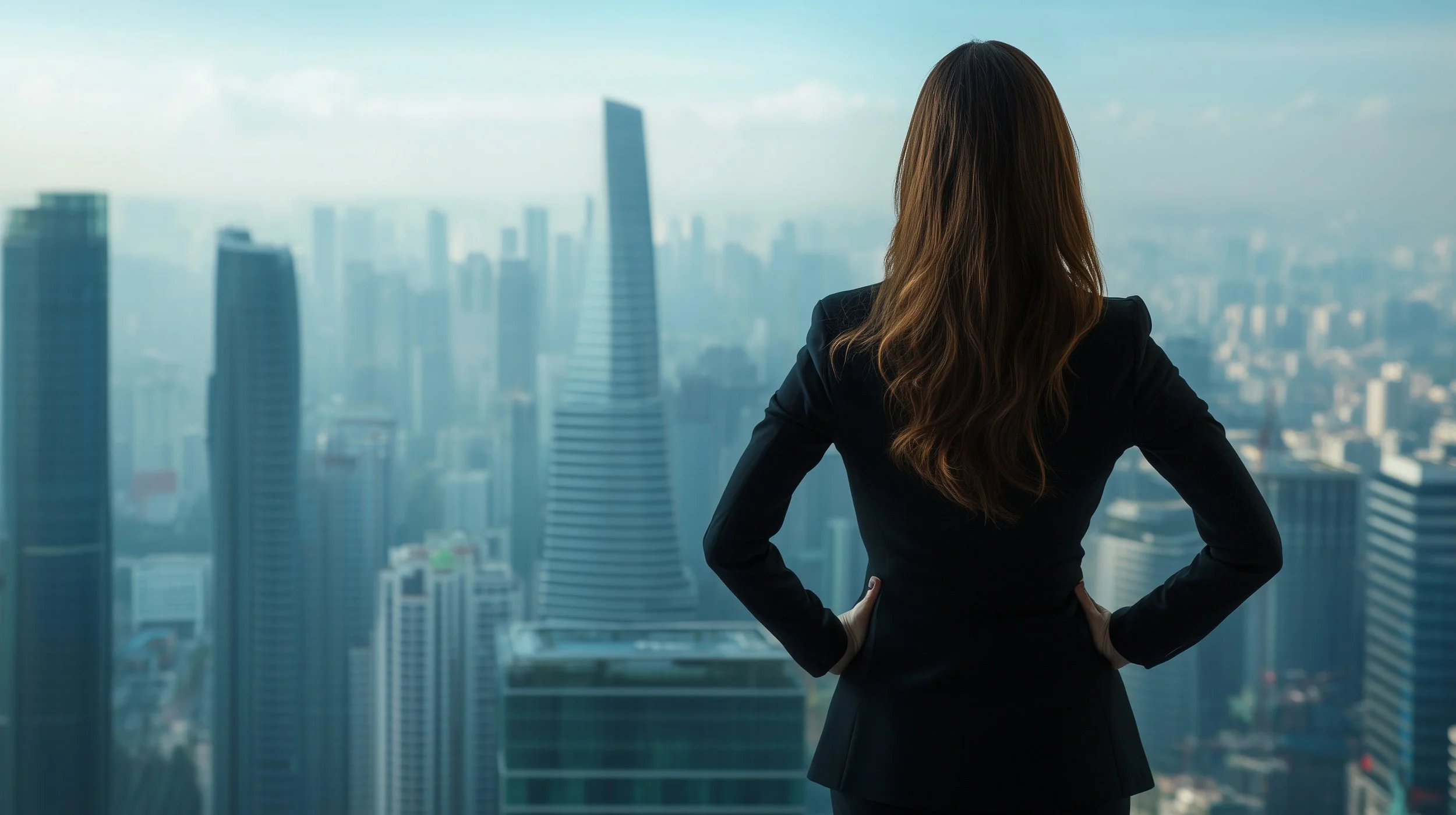 Woman looking at city