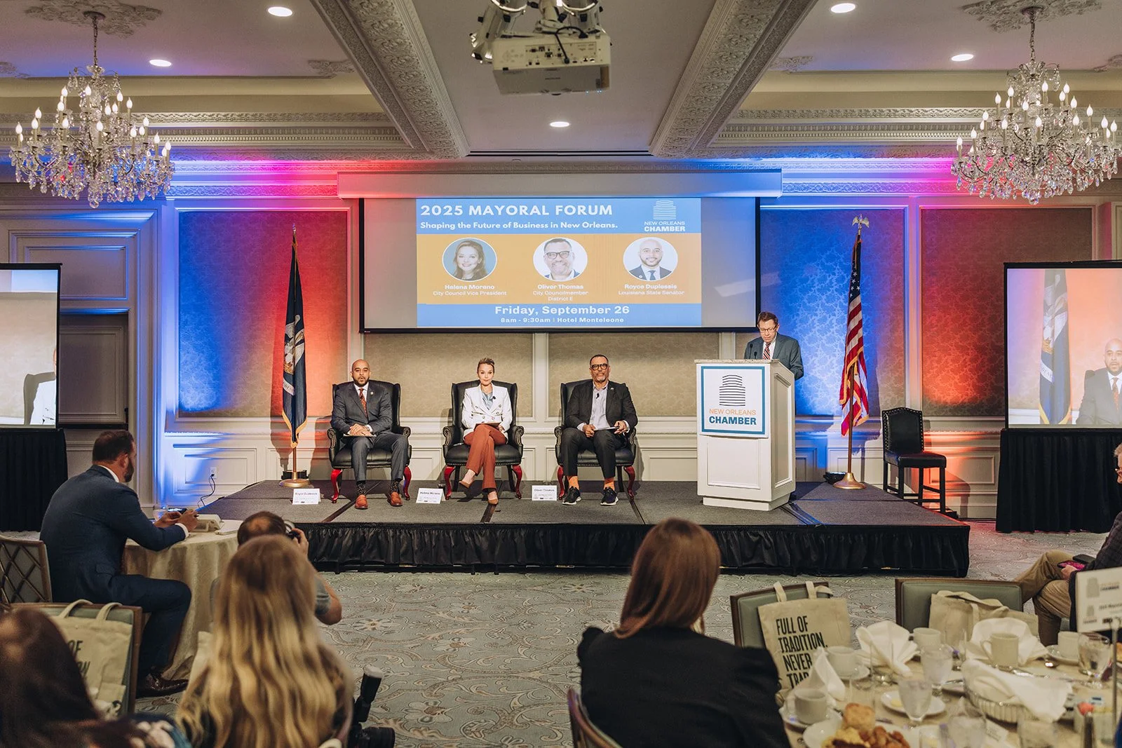 ✨ Today, the New Orleans Chamber hosted a powerful Mayoral Forum at the historic Hotel Monteleone for an inspiring conversation about the future of our city.

🎤 From Sandra Lindquist&rsquo;s opening remarks to the closing words of Shelina Davis, the