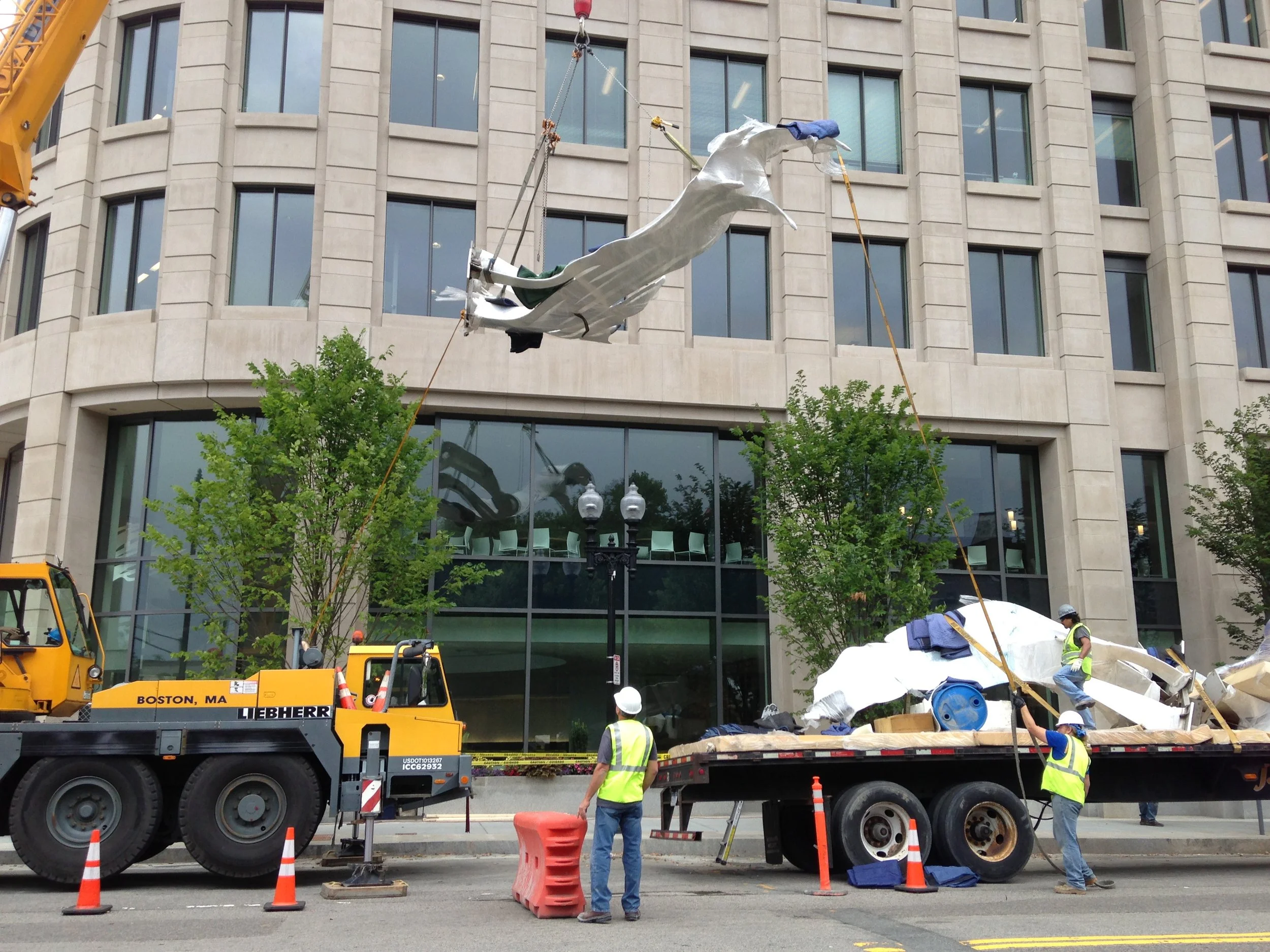 Each one had to be hoisted up and set into place with a crane. Sort of like a game of "Operation," except each piece weighs over a thousand pounds.