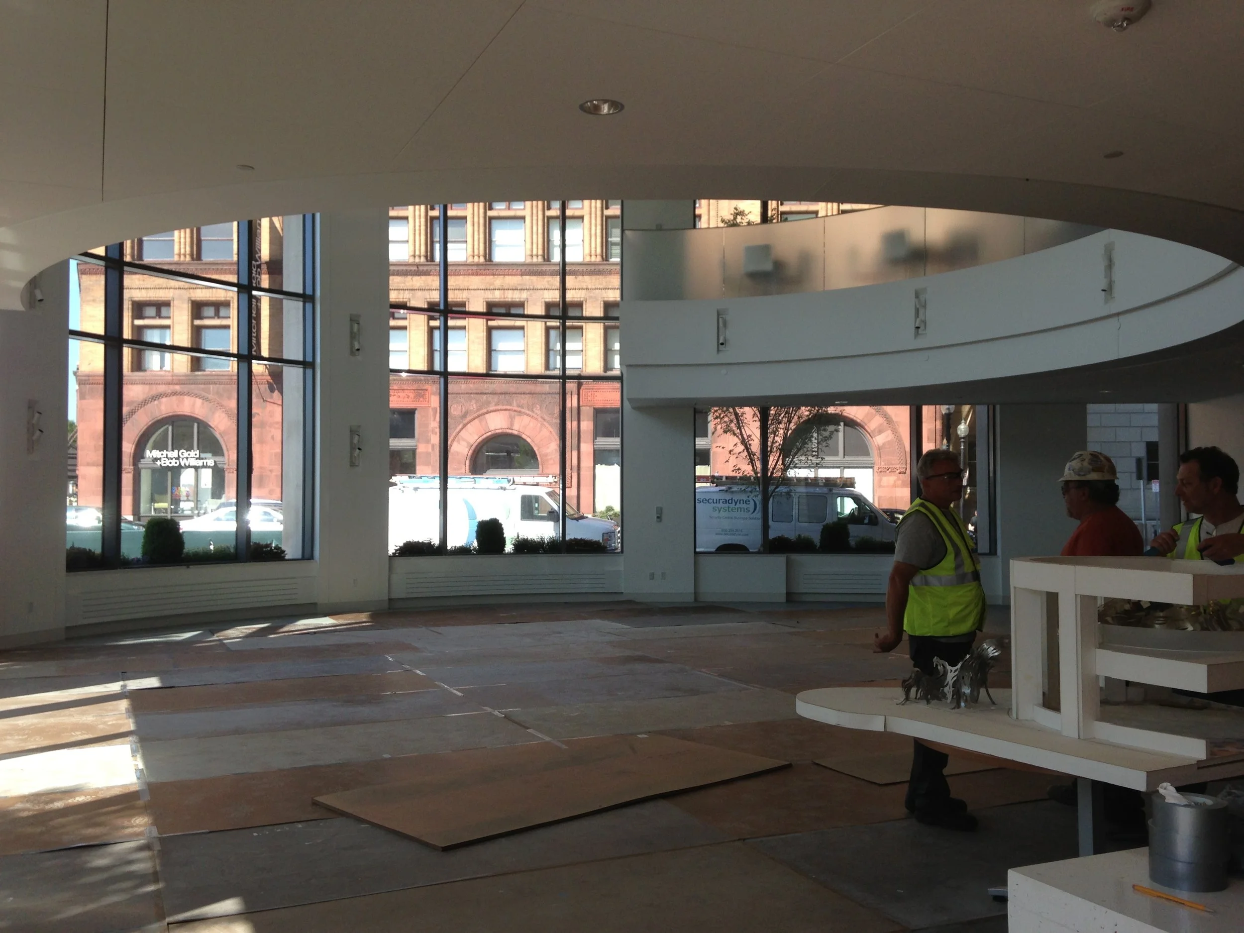 First day of the installation in July 2013. Model is in place, floors are protected. Let's boogie!