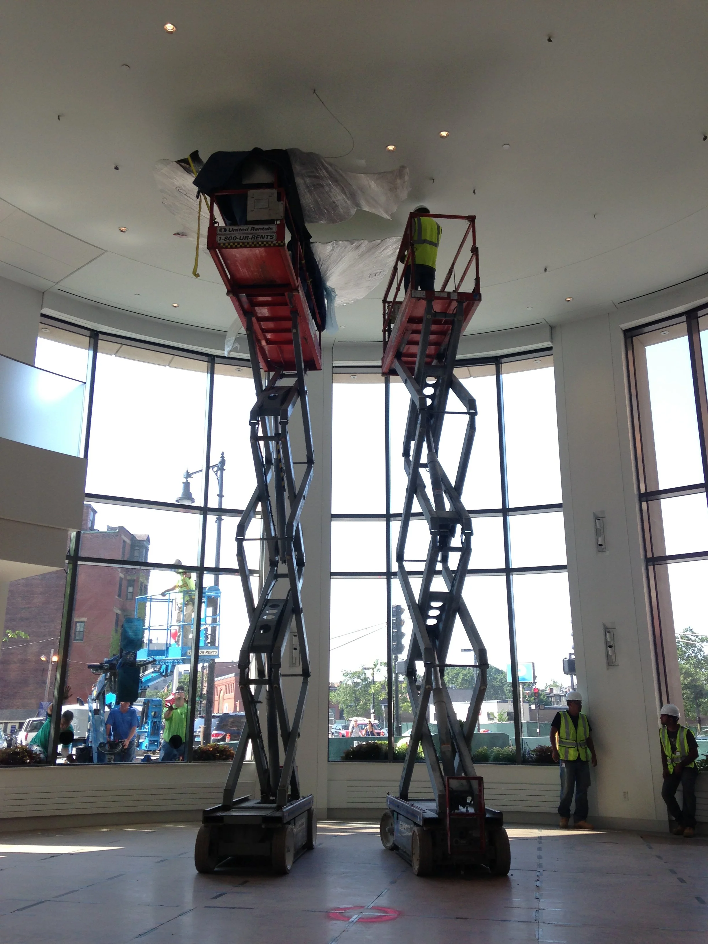 The first interior piece goes up!