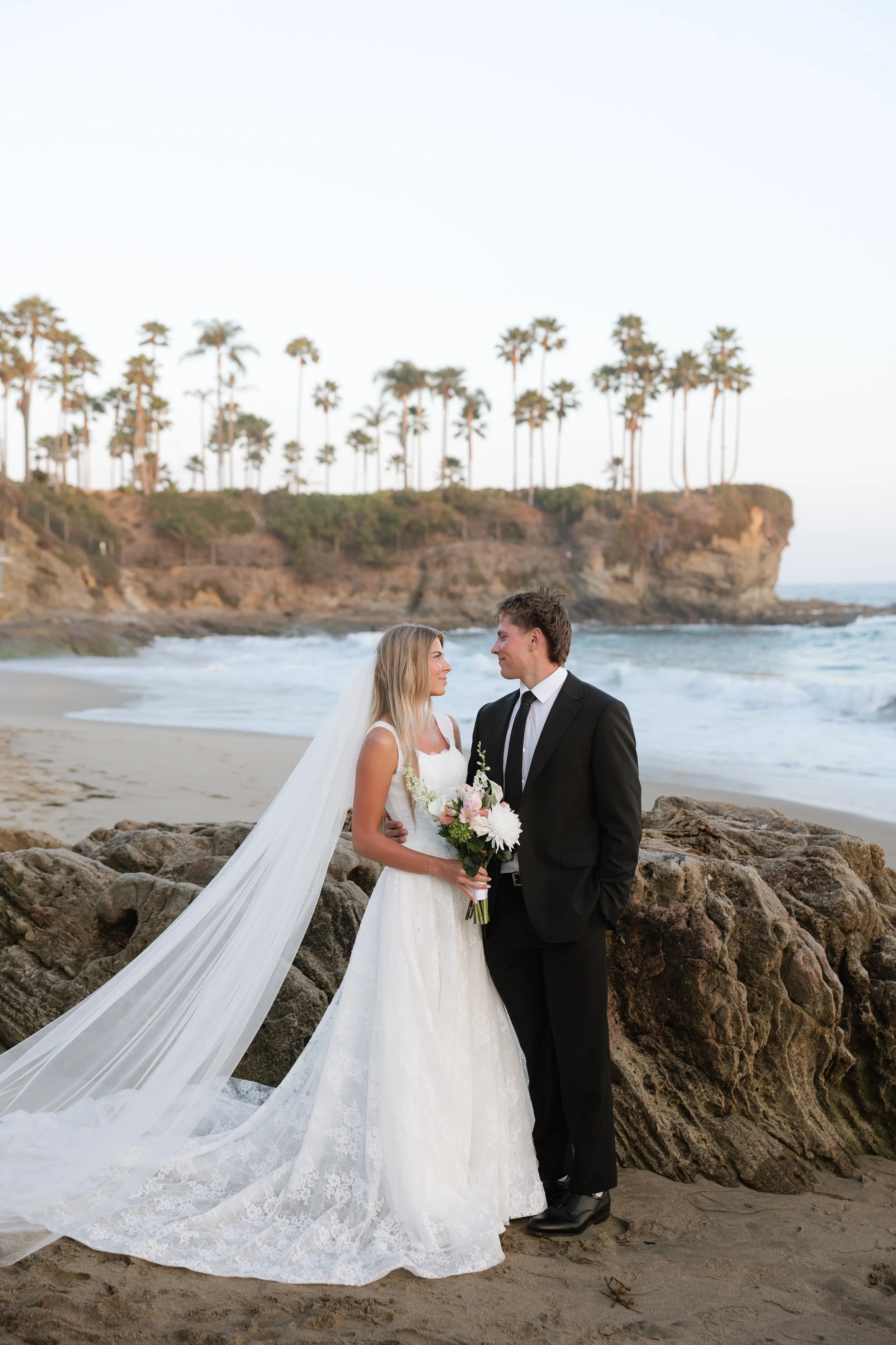 bridal portraits on the beach in orange county