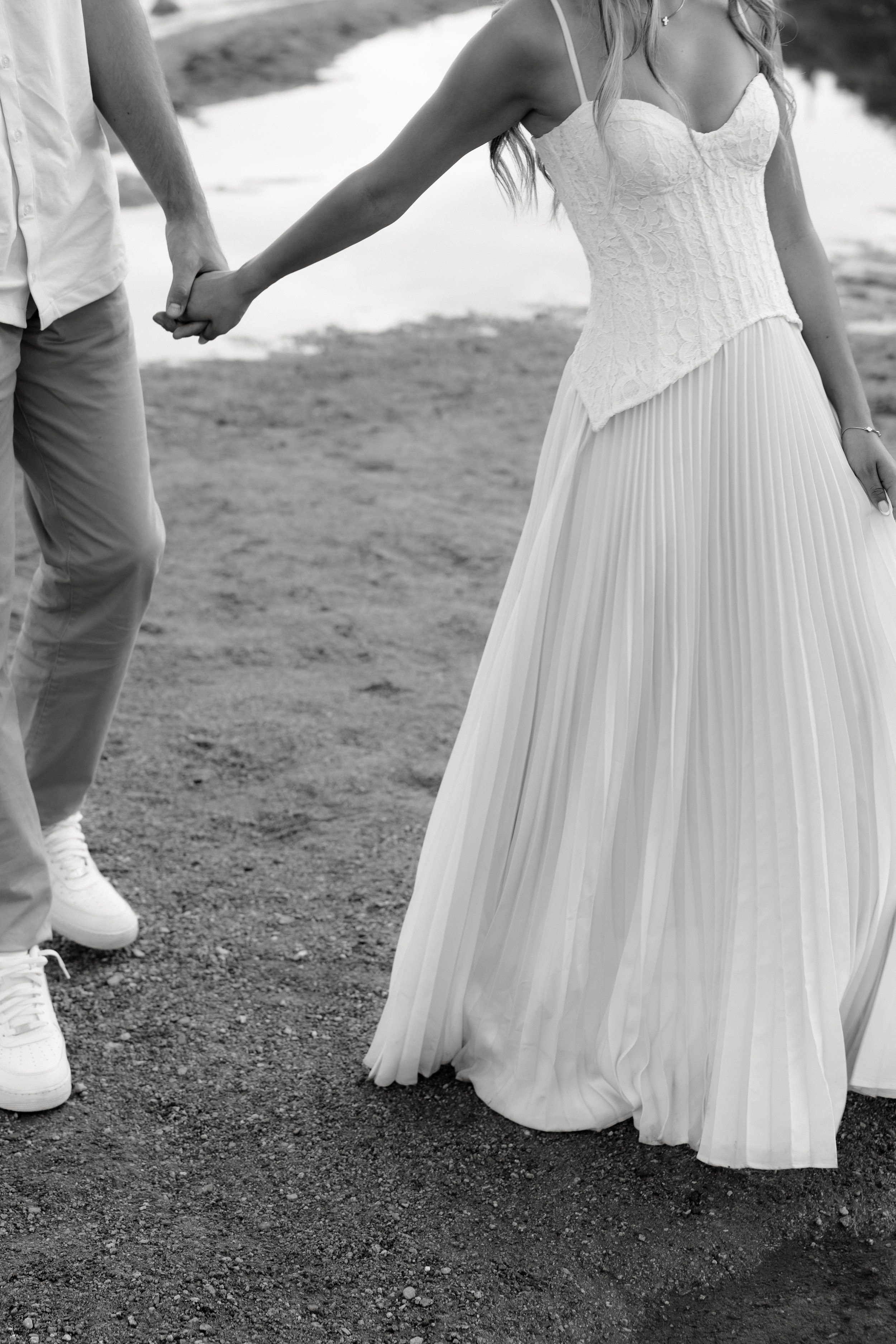 romantic engagement photos by the lake in arizona