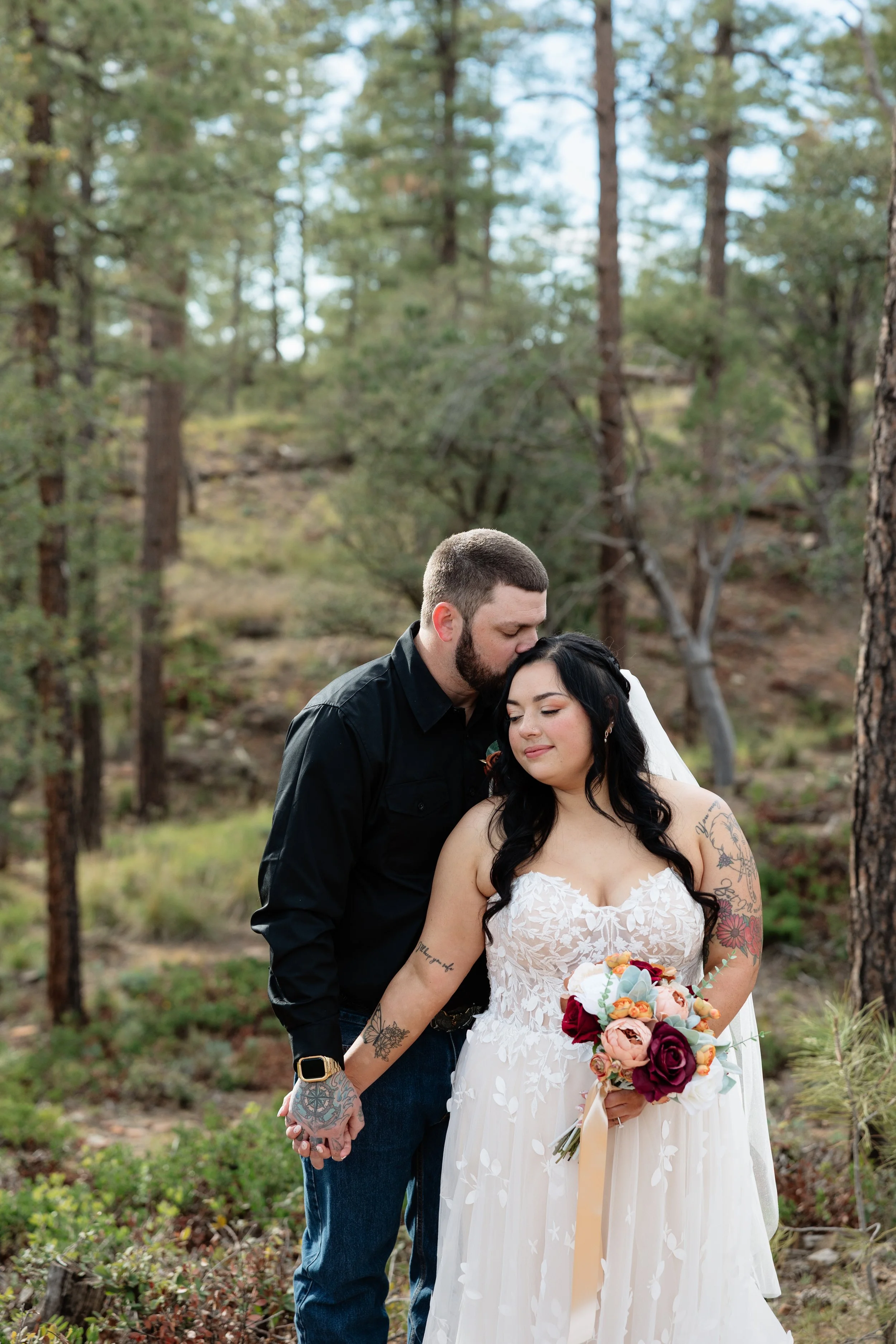 bridal photos in the woods of strawberry arizona
