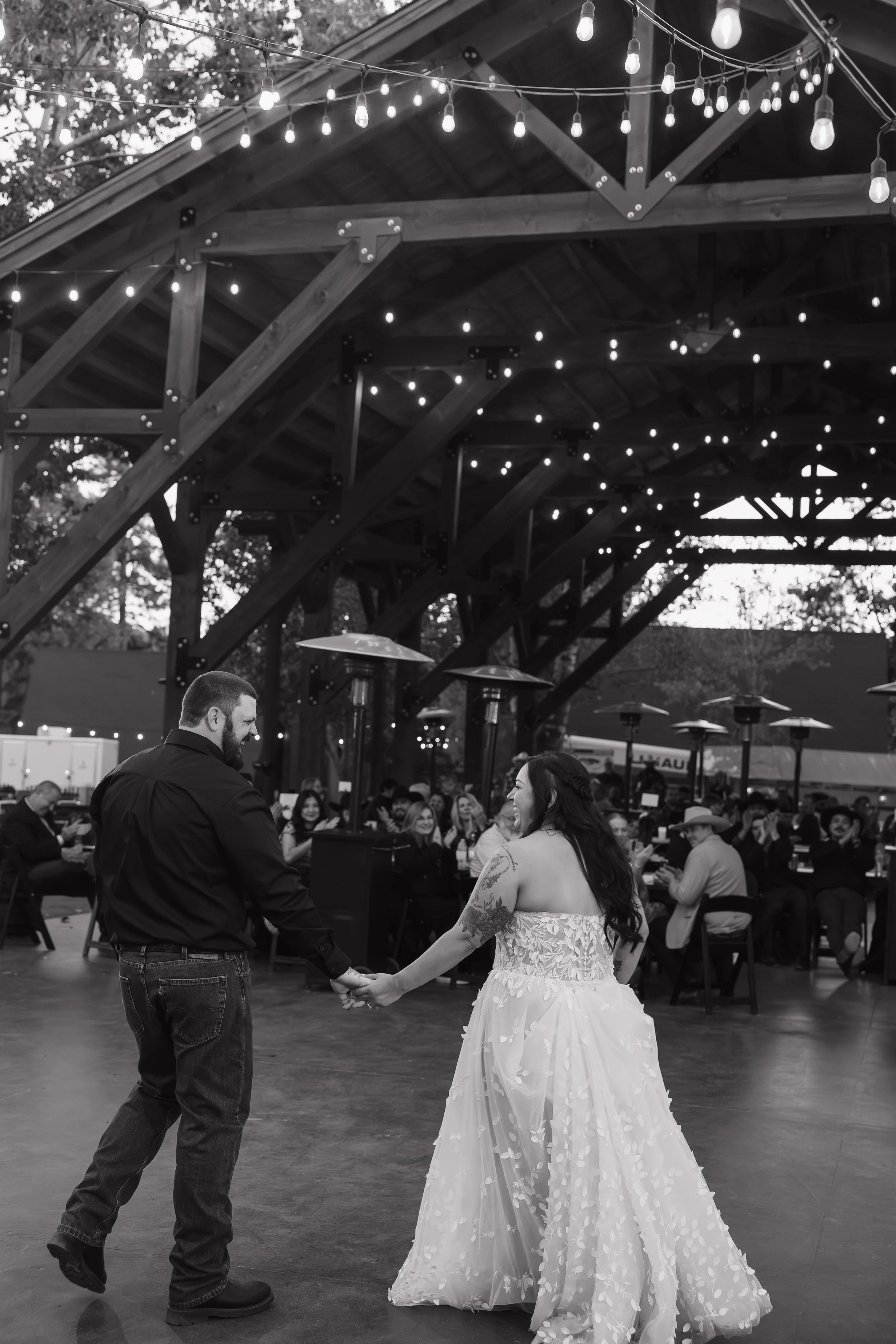 newlyweds share their first dance after their wedding ceremony during their wedding reception in strawberry arizona