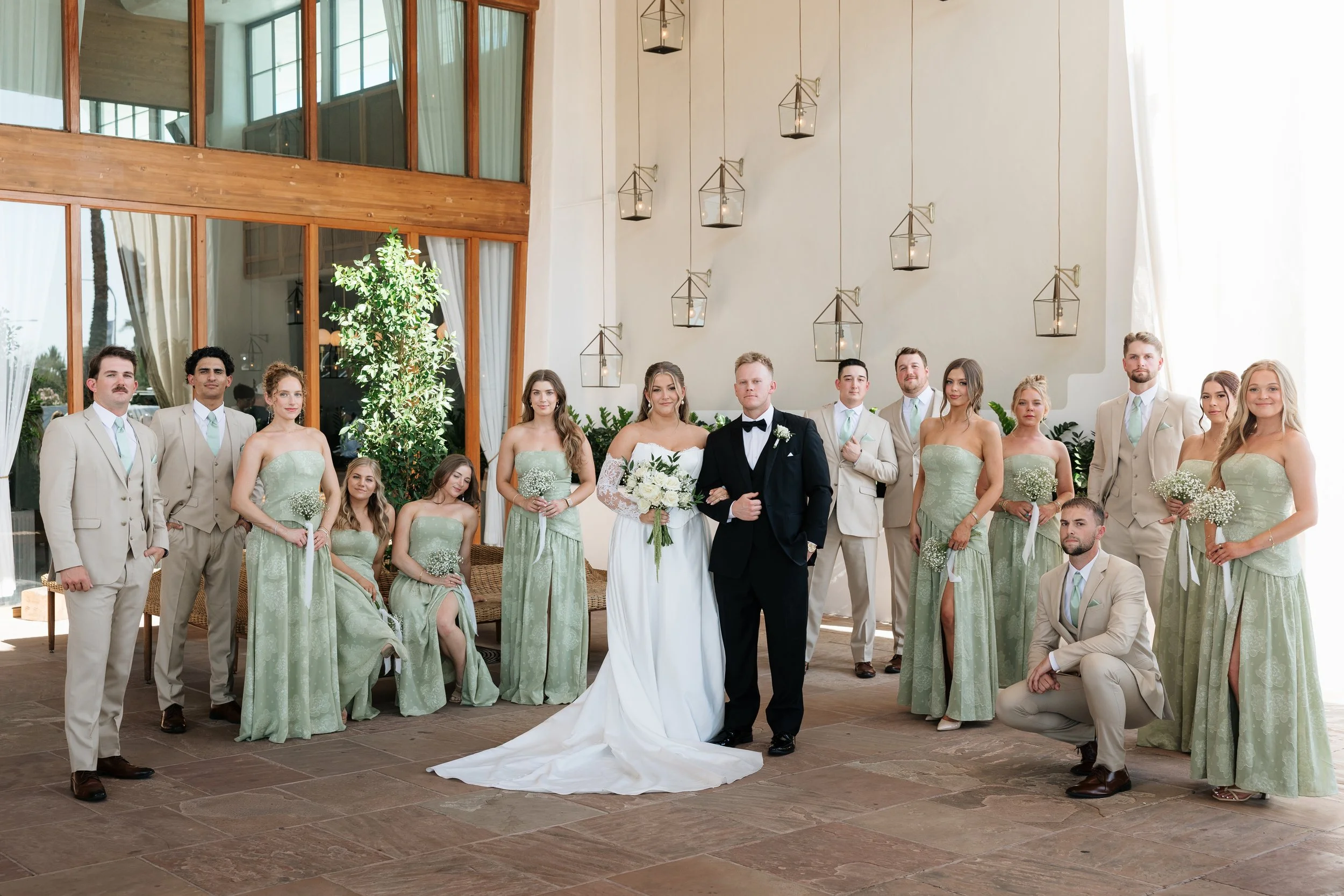 Full bridal party portraits at The Scott Resort & Spa wedding in Scottsdale, Arizona