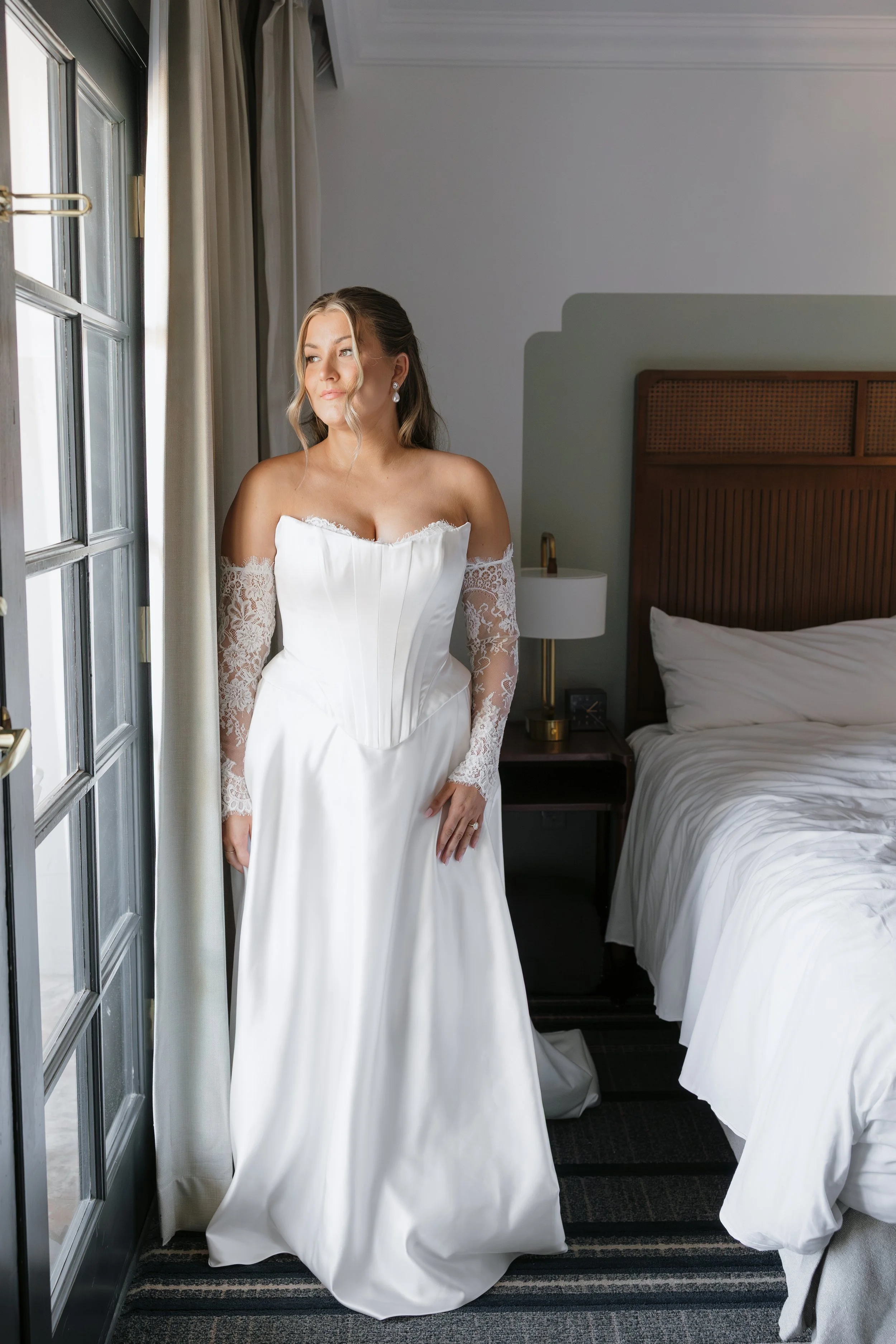 Bridal portrait in wedding suite at The Scott Resort & Spa wedding in Scottsdale