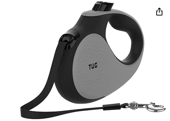 TUG 360° Tangle-Free Retractable Dog Leash for Up to 50 kg Dogs | 5 m Strong Nylon Tape/Ribbon | One-Handed Brake, Pause, Lock 