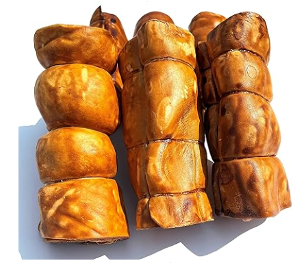 Beef Cheek Rolls (Beef Basted 6 Pack, 6 inch) 
Long lasting, 100% natural, single ingredient chews your dog will love. Rich in collagen, slow baked and highly digestible. 