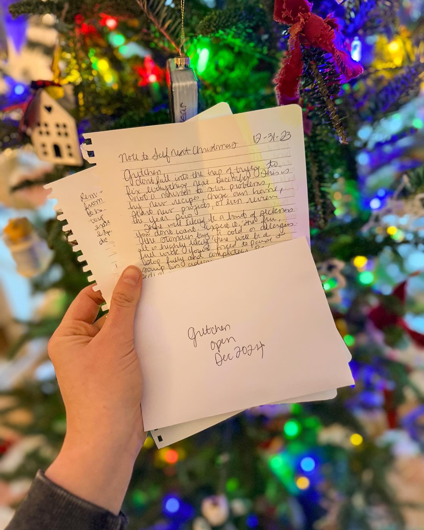 Last Christmas I wrote a note to myself and left it in a box of decorations with instructions to open in December 2024. I was desperate not to repeat the chaos and stress of the previous holiday, so I scribbled down honest, real thoughts in the momen